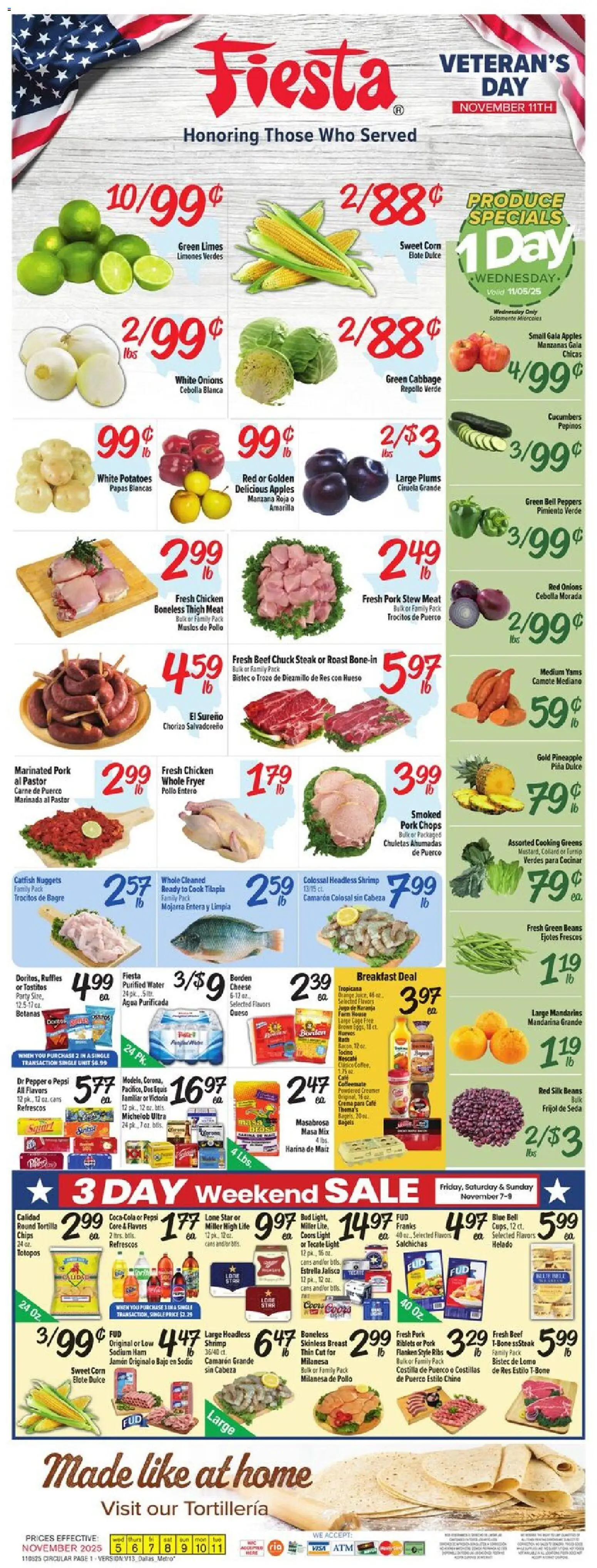 Fiesta Mart Weekly Ad - page 1- valid from 11/05/2025