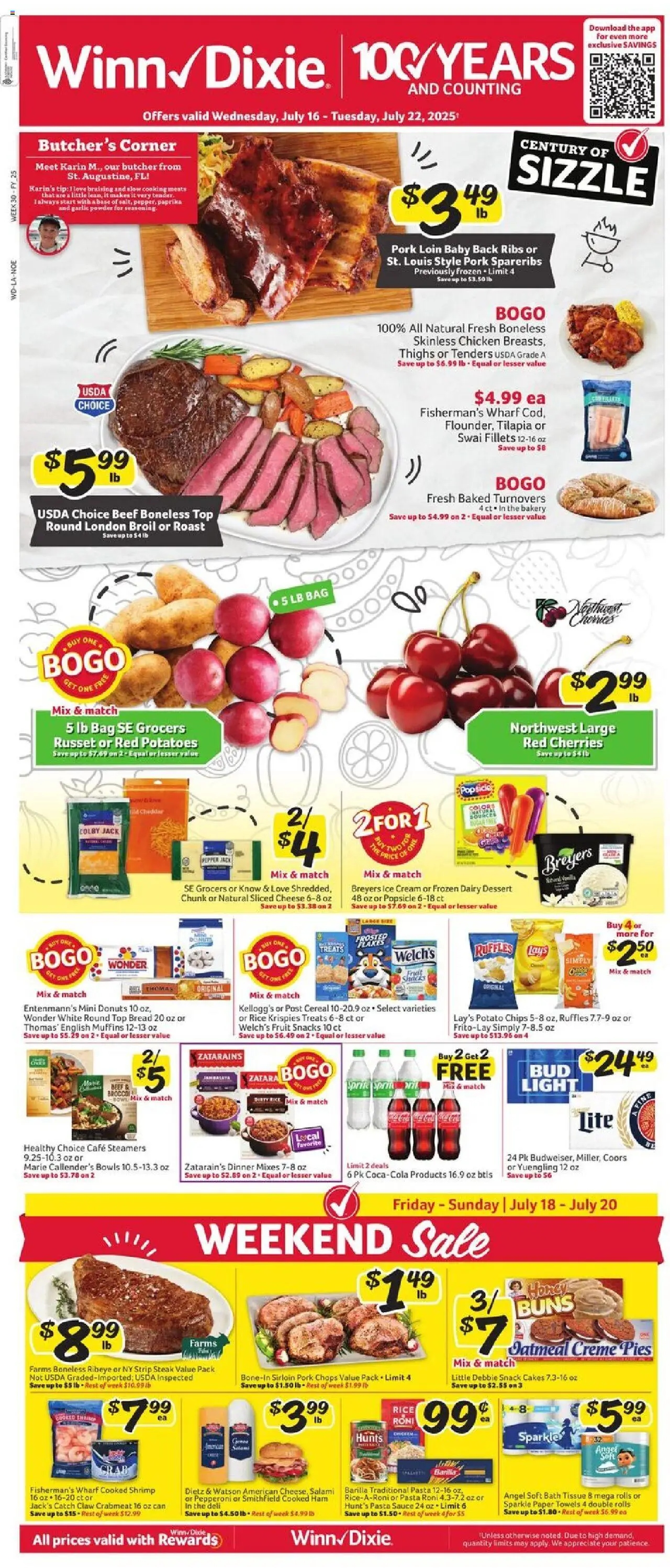 Winn Dixie Weekly Circular - LA - page 1- valid from 07/16/2025