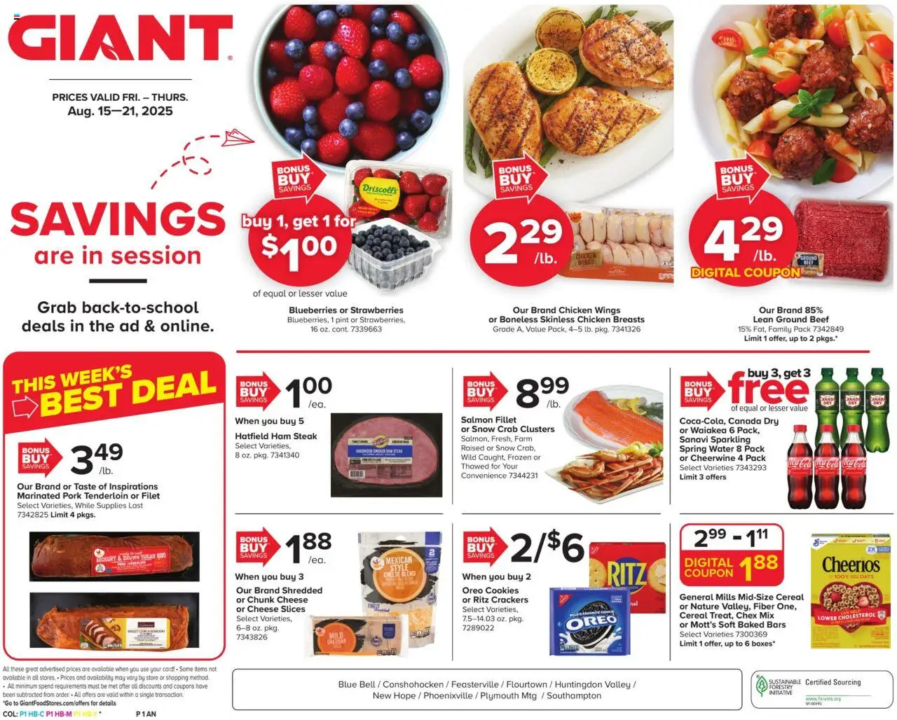 Giant Weekly Ad - page 1- valid from 08/15/2025