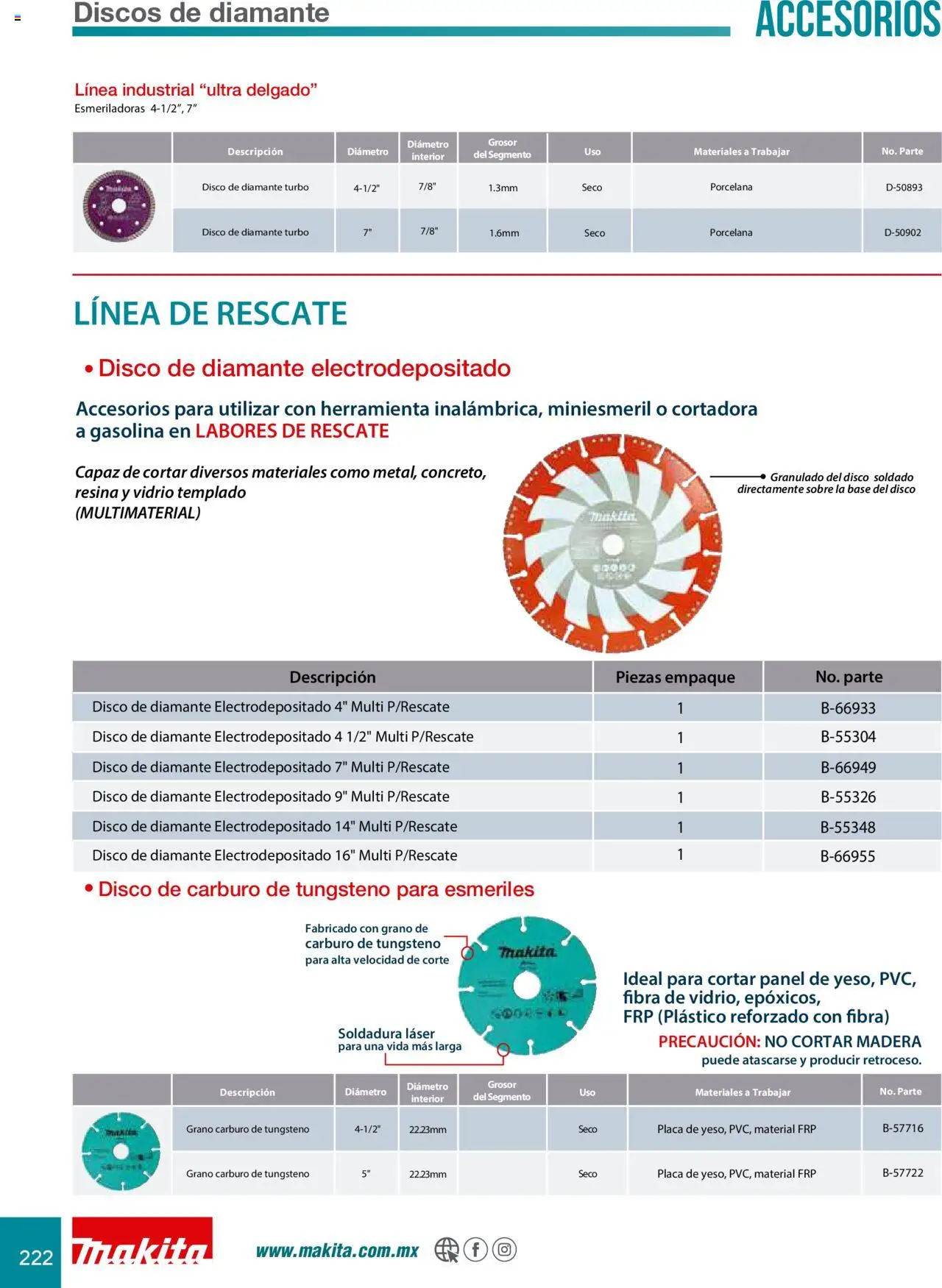 Makita catálogo Accesorios - página 222- válido desde 08/07/2024
