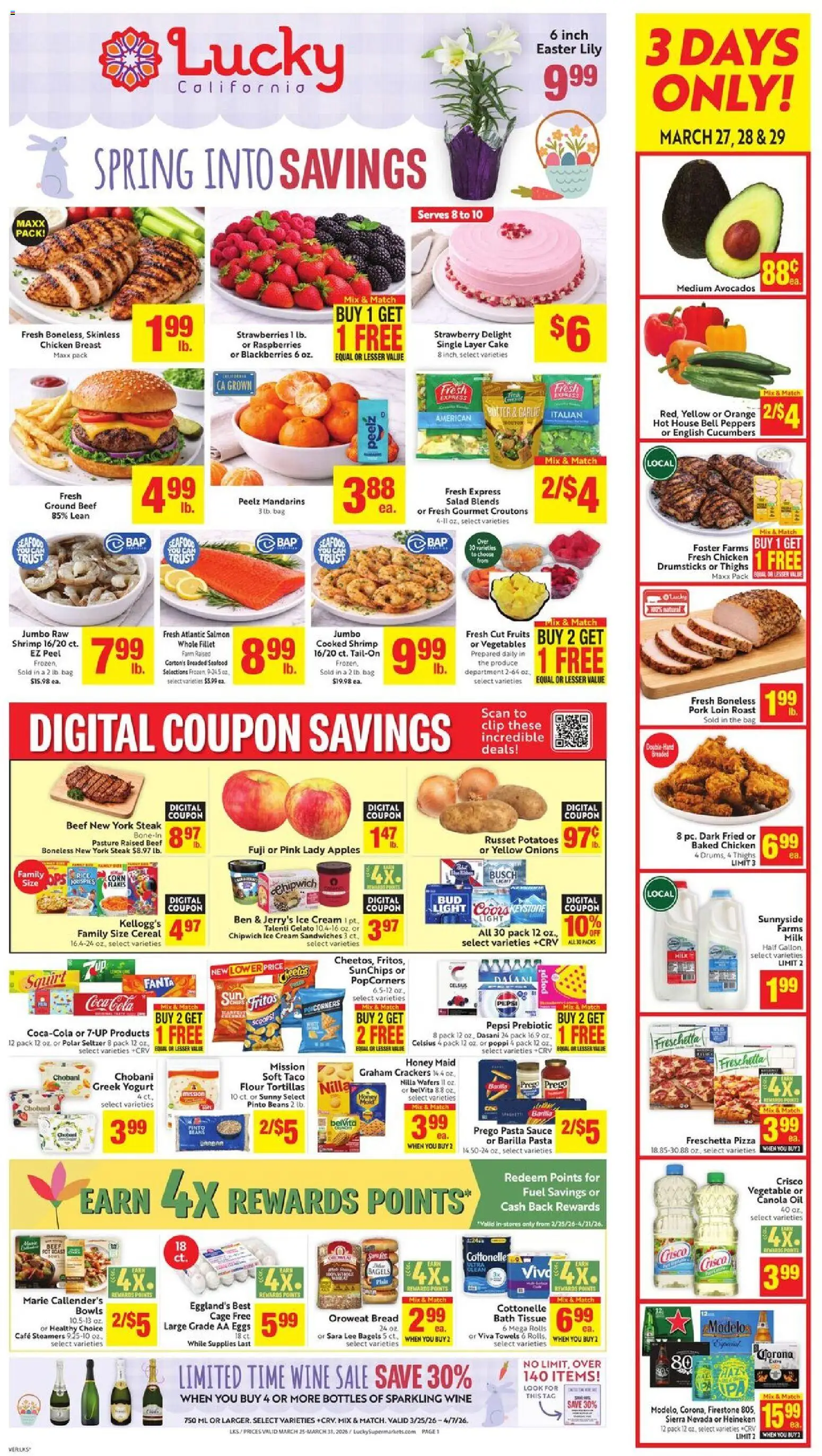 Lucky Supermarkets Weekly Ad - page 1- valid from 03/25/2026