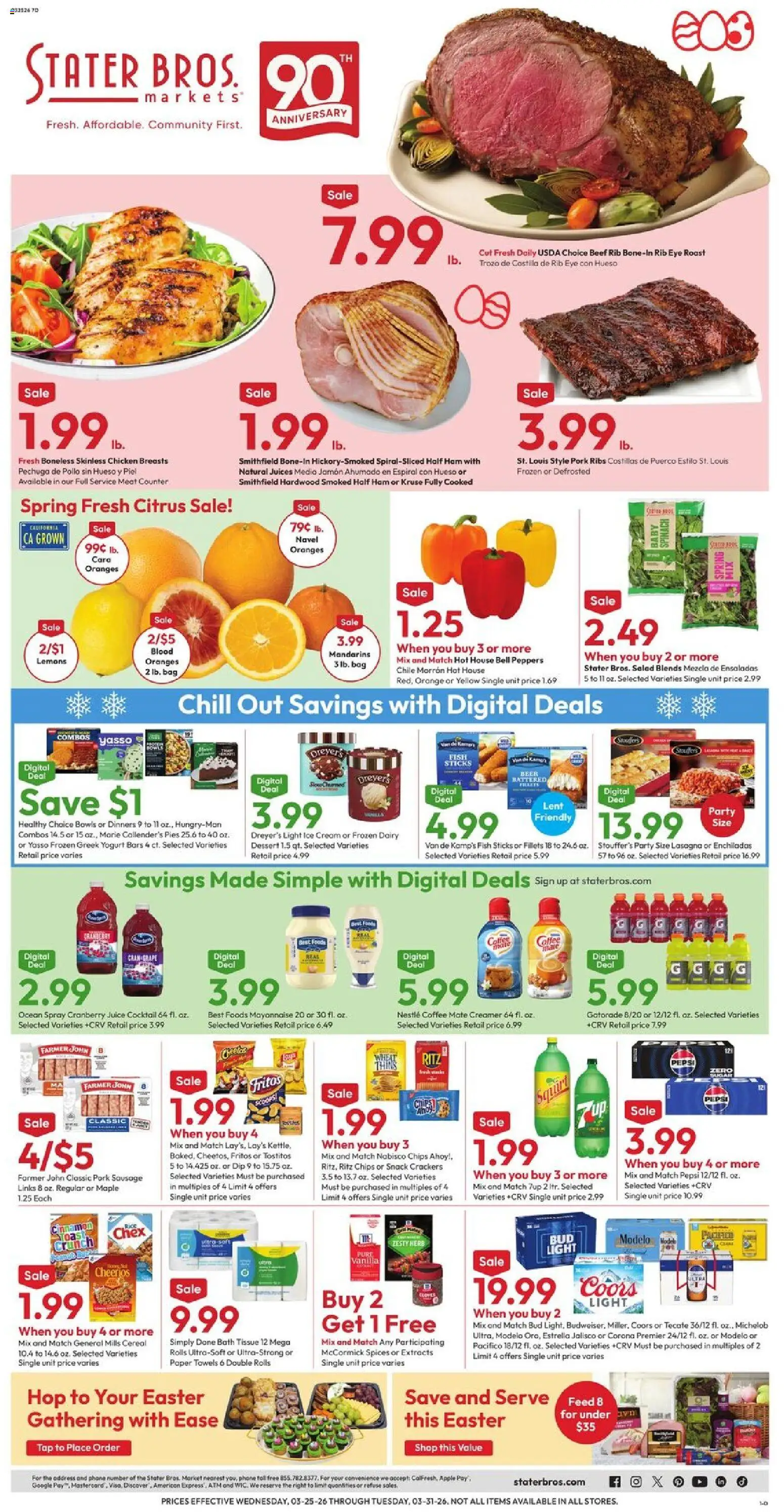 Stater Bros Weekly Ad - page 1- valid from 03/25/2026