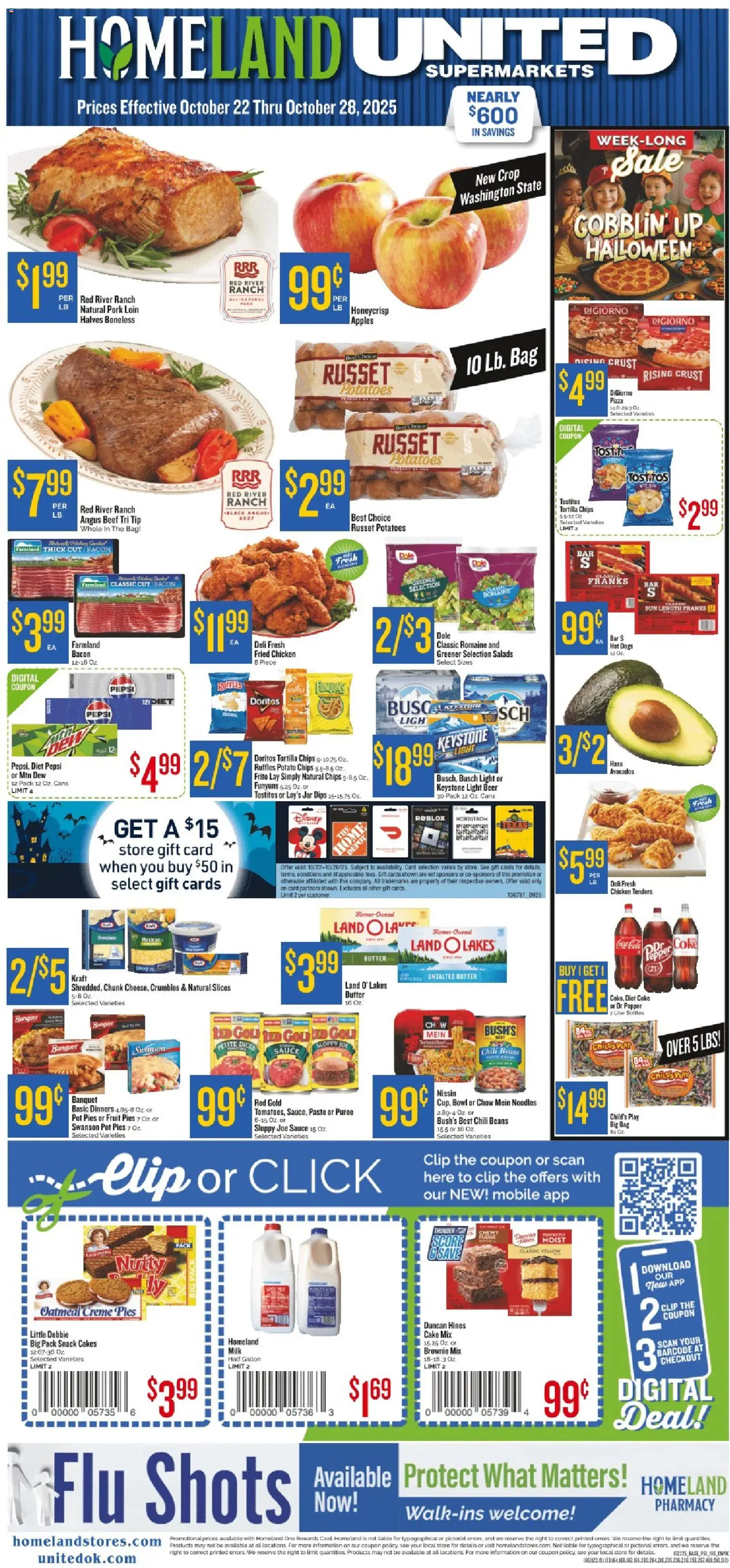 Homeland Weekly Ad - page 1- valid from 10/22/2025
