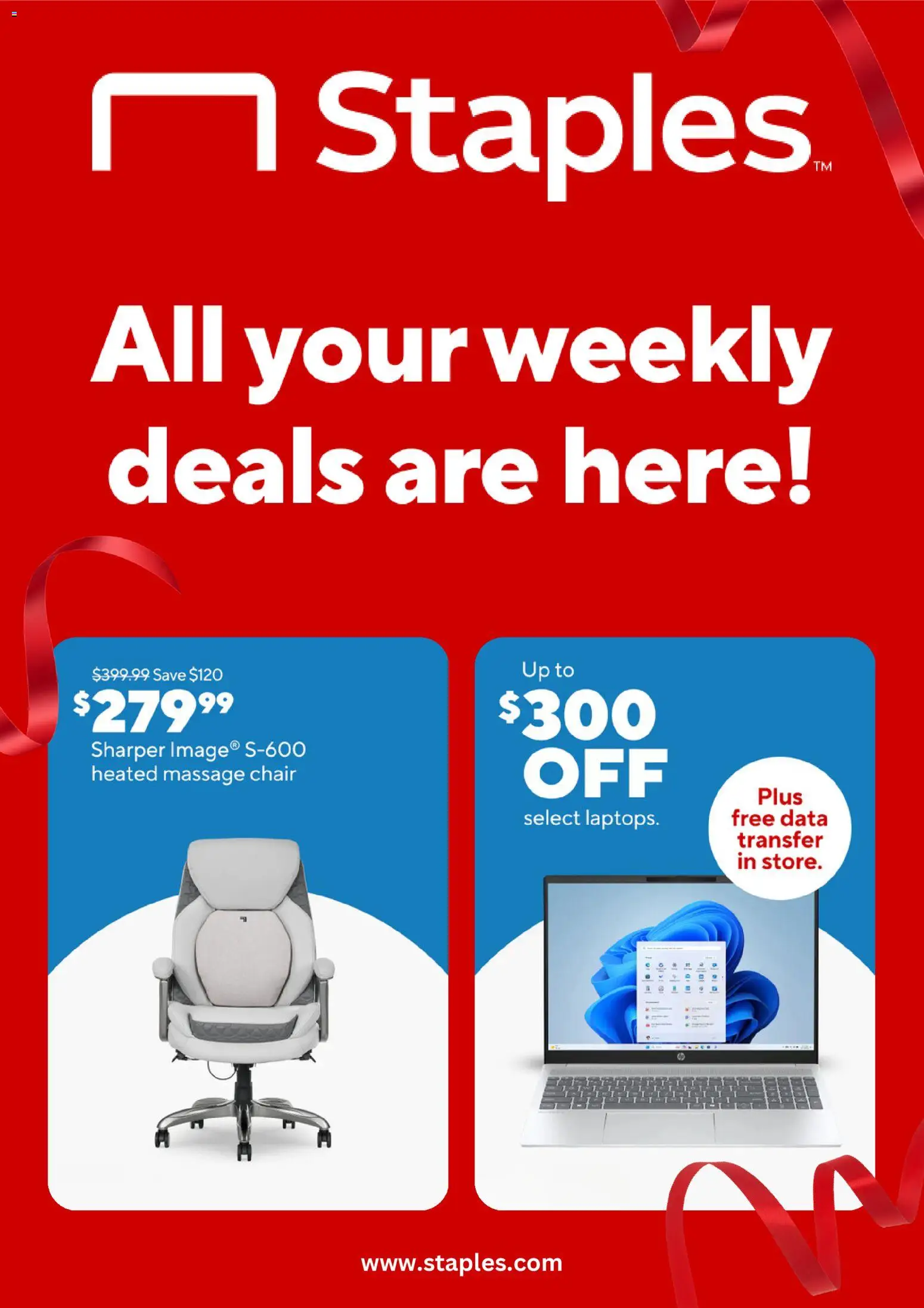 Staples Weekly Ad - page 1- valid from 02/18/2026