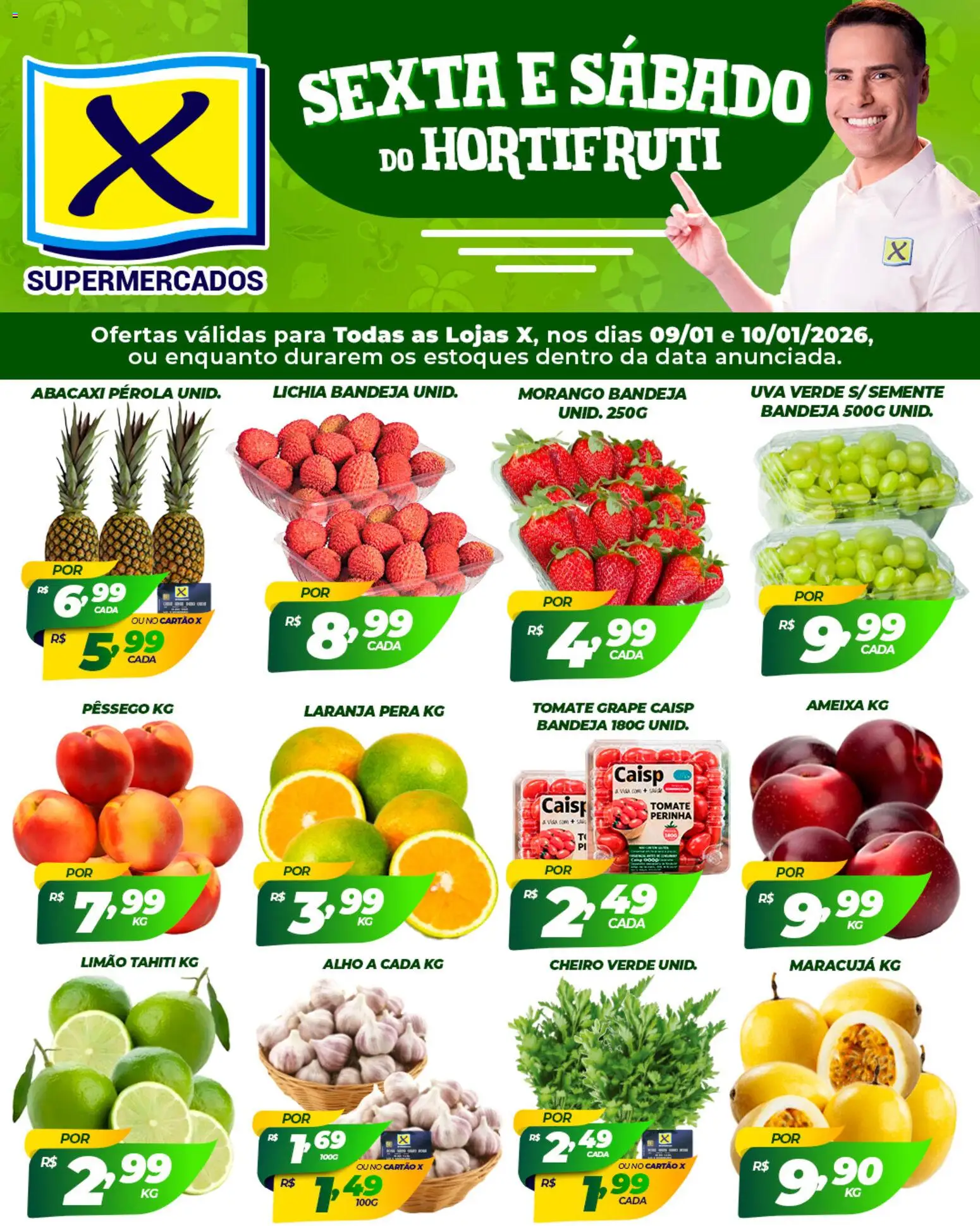 X Supermercados - Ofertas Sexta e Sábado do Hortifruti - página 1- válido a partir de 09/01/2026
