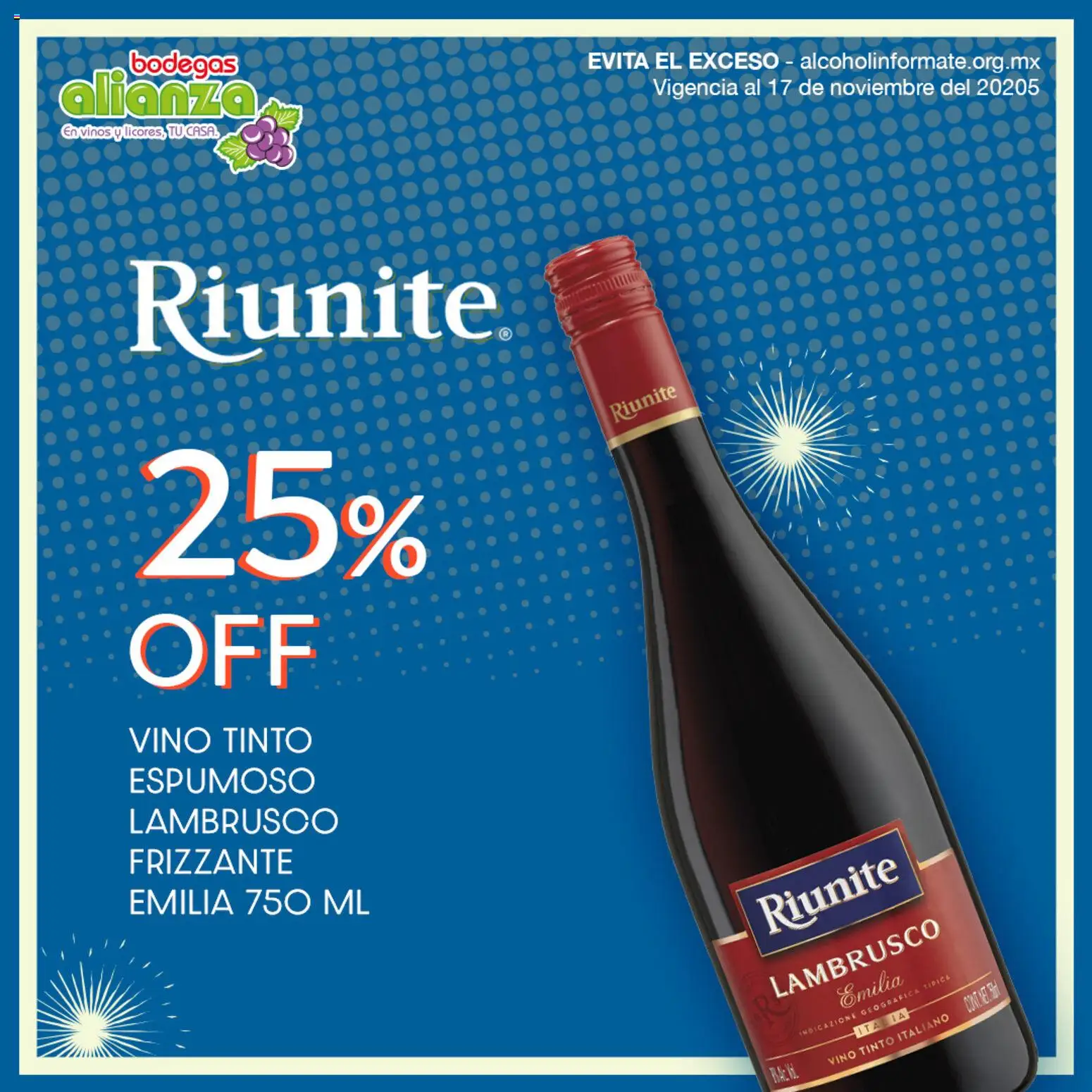Bodegas Alianza catálogo Vino Riunite Lambrusco Frizzante Emilia - página 1- válido desde 06/11/2025