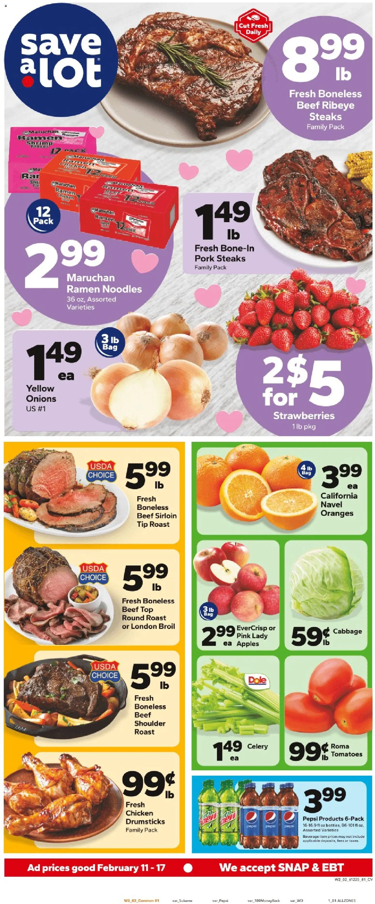 Save a Lot Weekly Ad - page 1- valid from 02/11/2026
