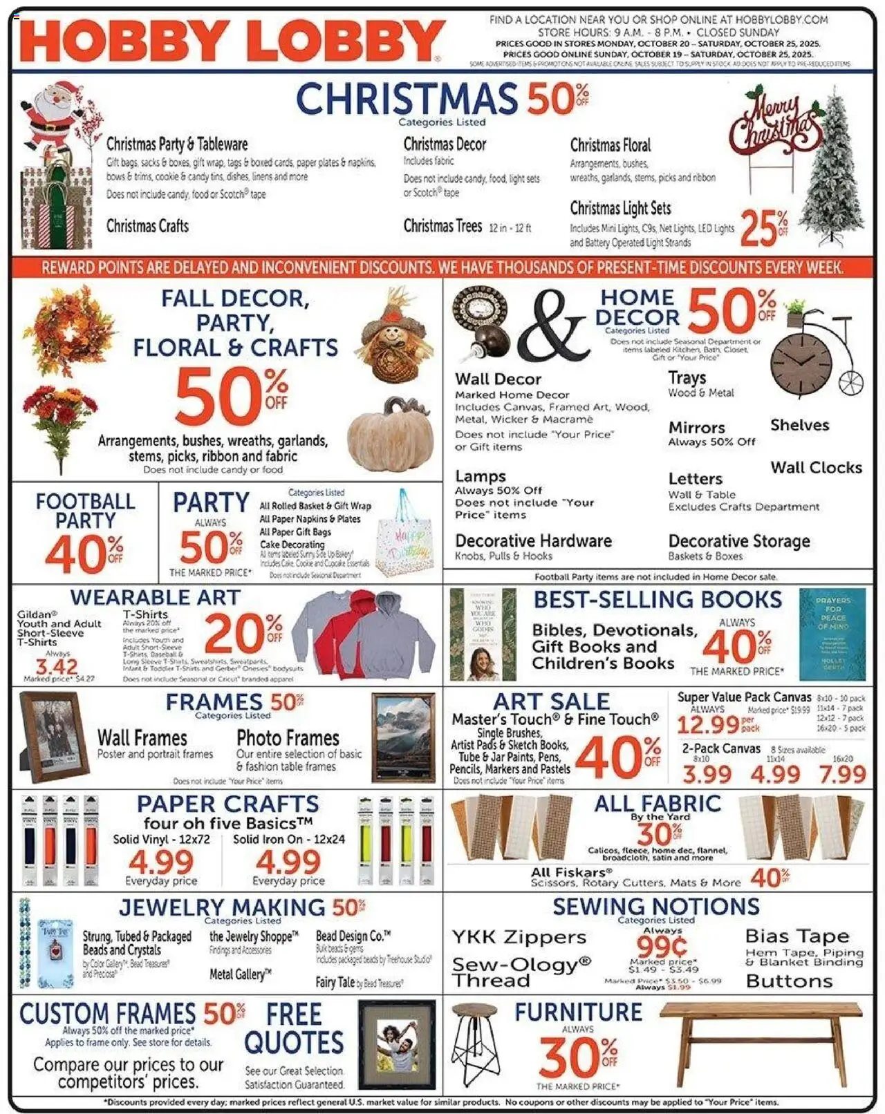 Hobby Lobby Weekly Ad - page 1- valid from 10/19/2025