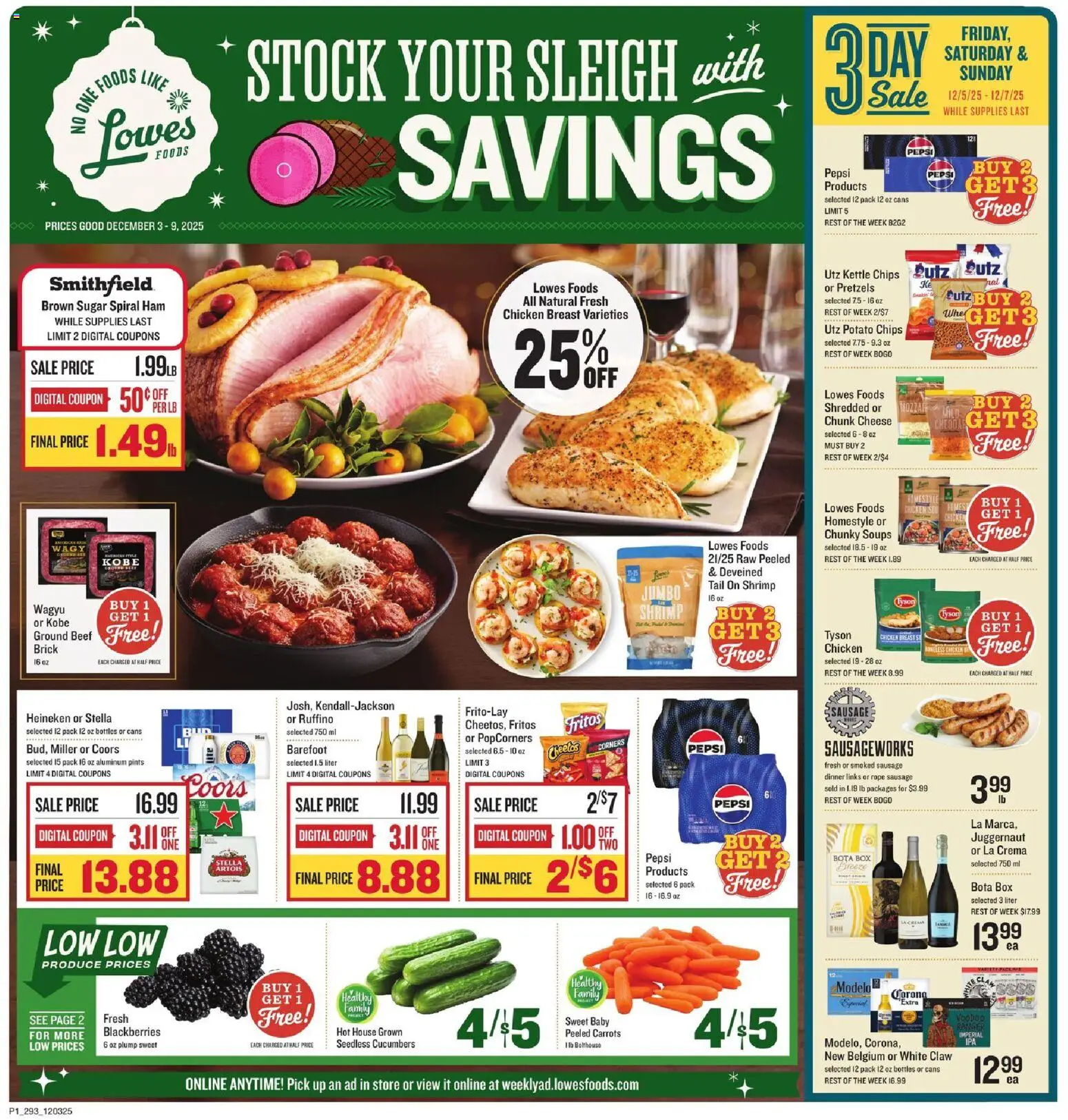 Lowes Foods Weekly Ad - SC - page 1- valid from 12/03/2025