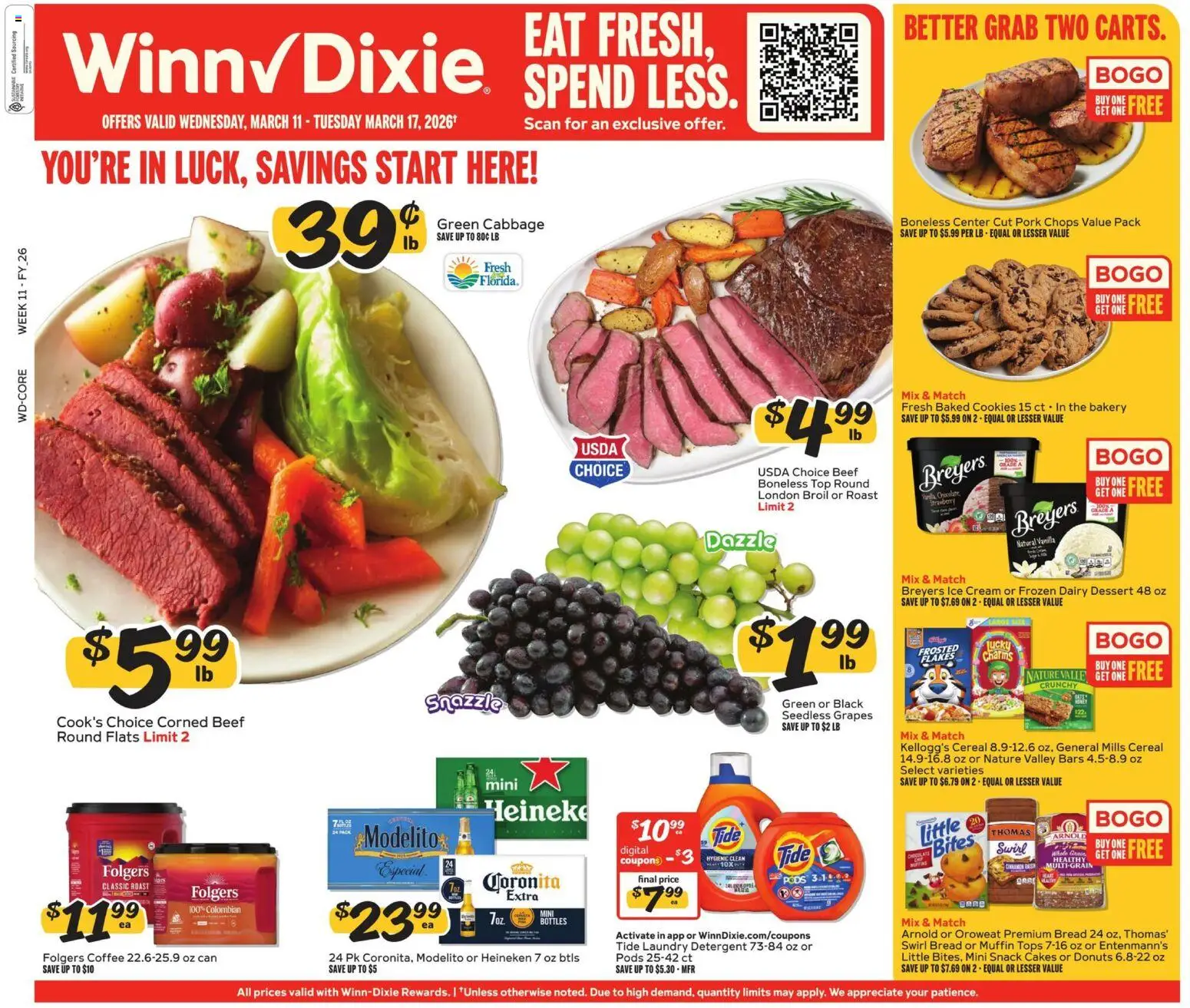 Winn Dixie Weekly Ad - page 1- valid from 03/11/2026