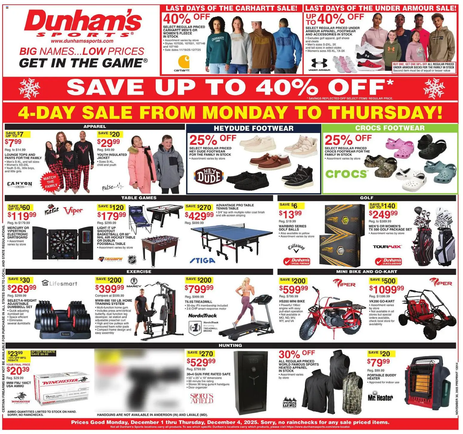 Dunham's Sports Weekly Ad - page 1- valid from 12/01/2025