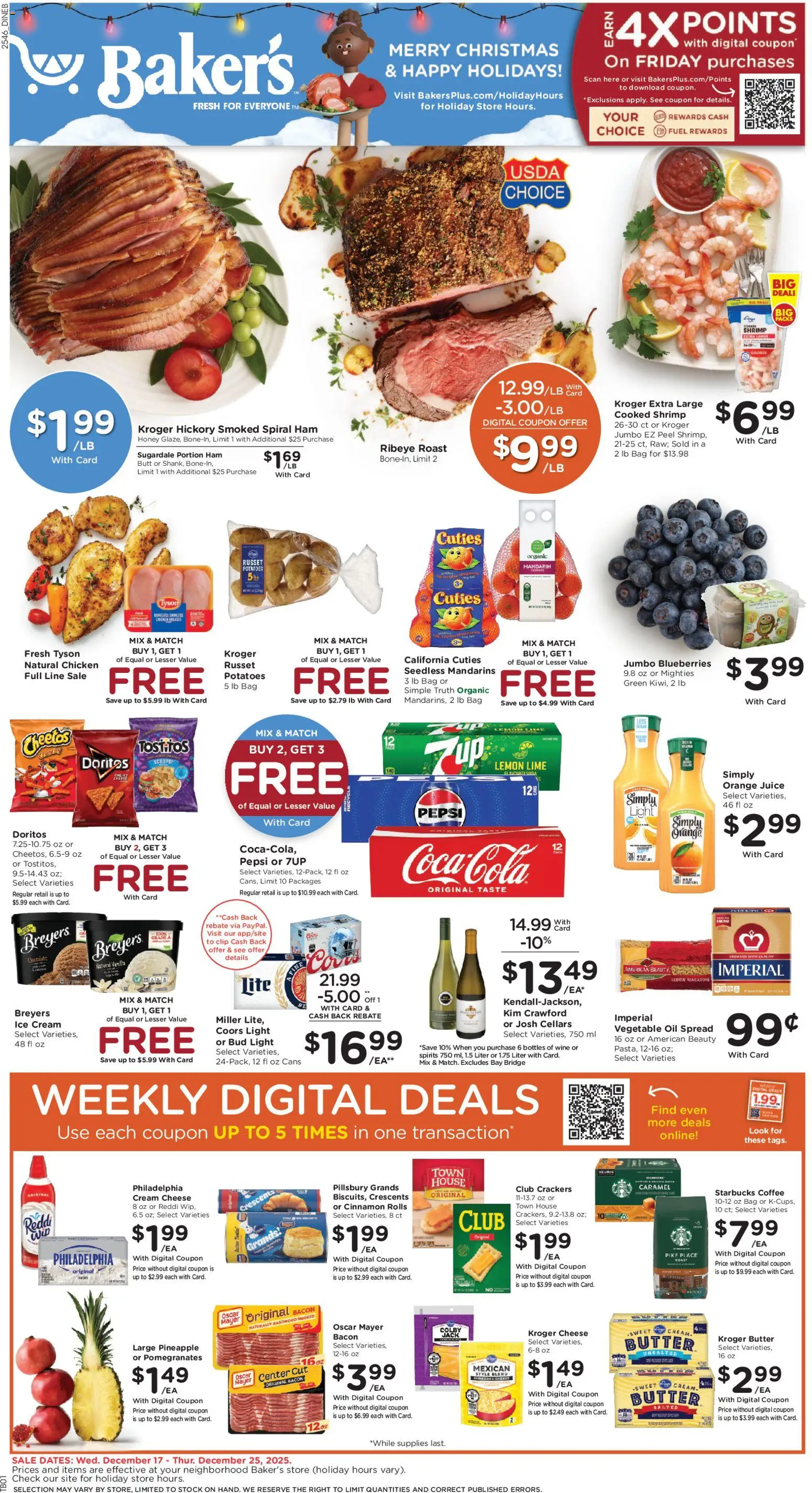 Baker's Weekly Ad - page 1- valid from 12/17/2025