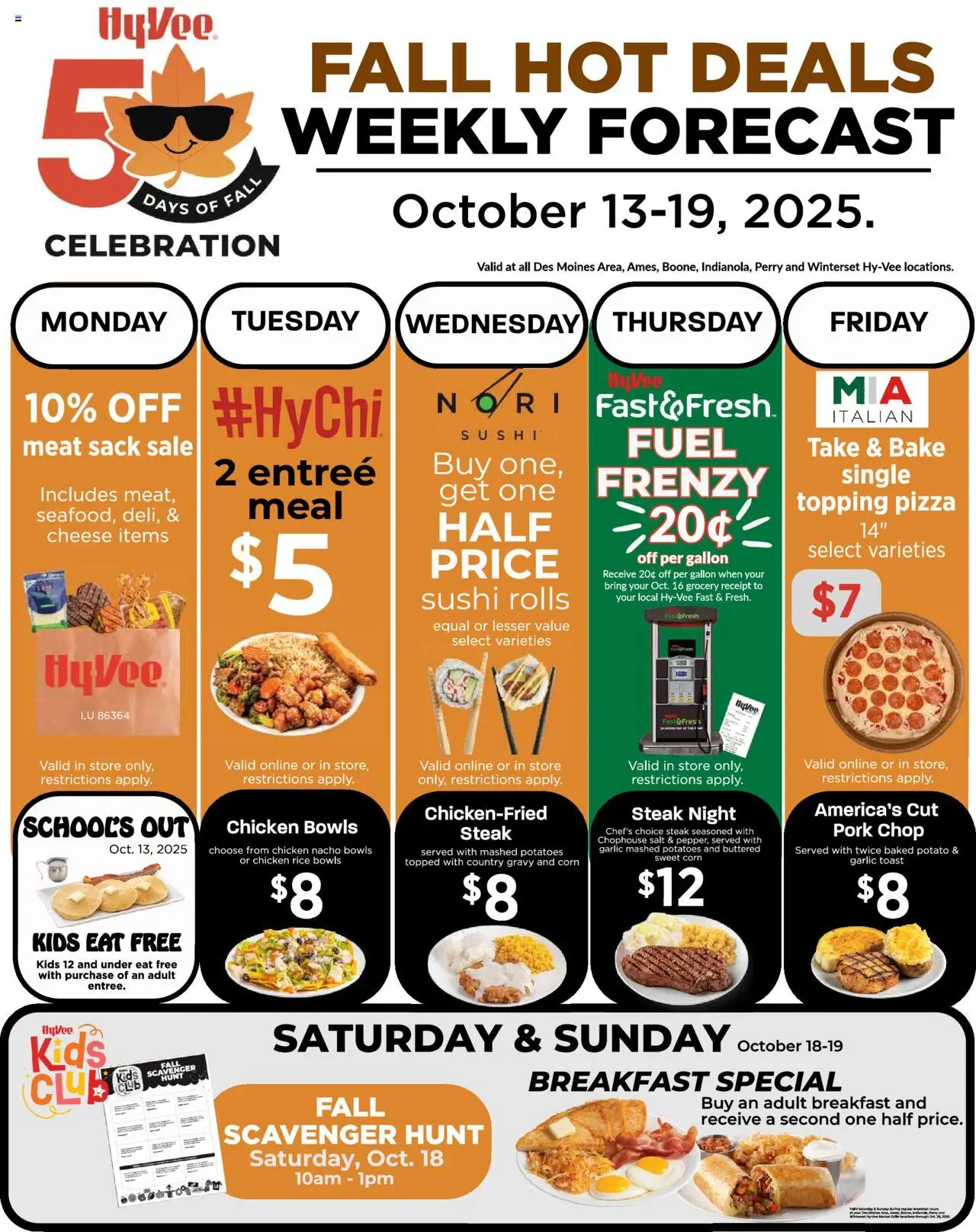 HyVee 50 Days of Fall Deals - page 1- valid from 10/13/2025