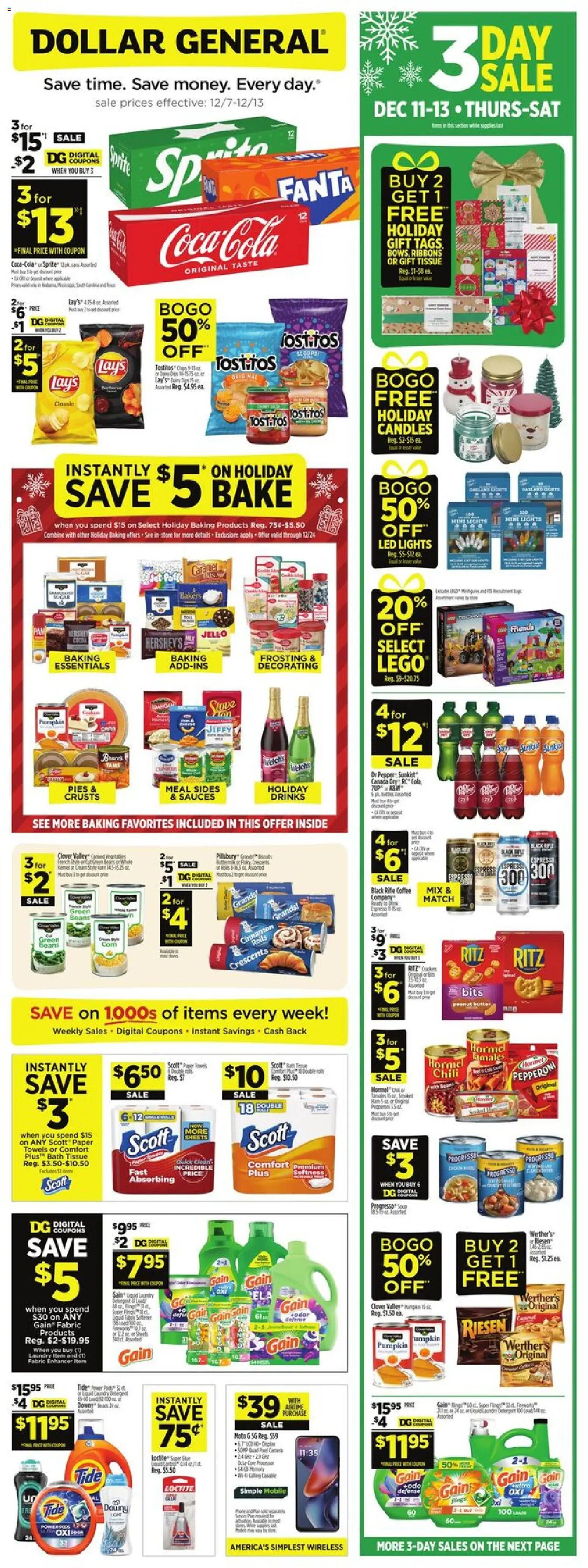 Dollar General Weekly Ad - page 1- valid from 12/07/2025