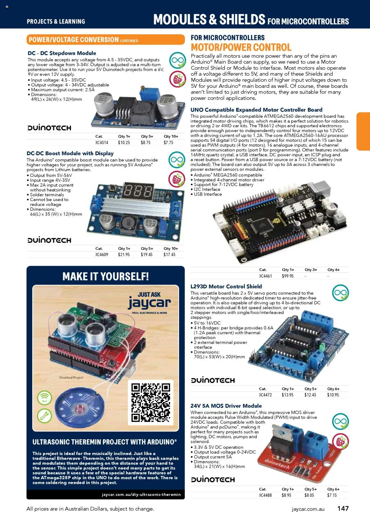 Jaycar Engineering & Scientific Catalogue 2025/2026  - page 147- valid from 09/07/2025