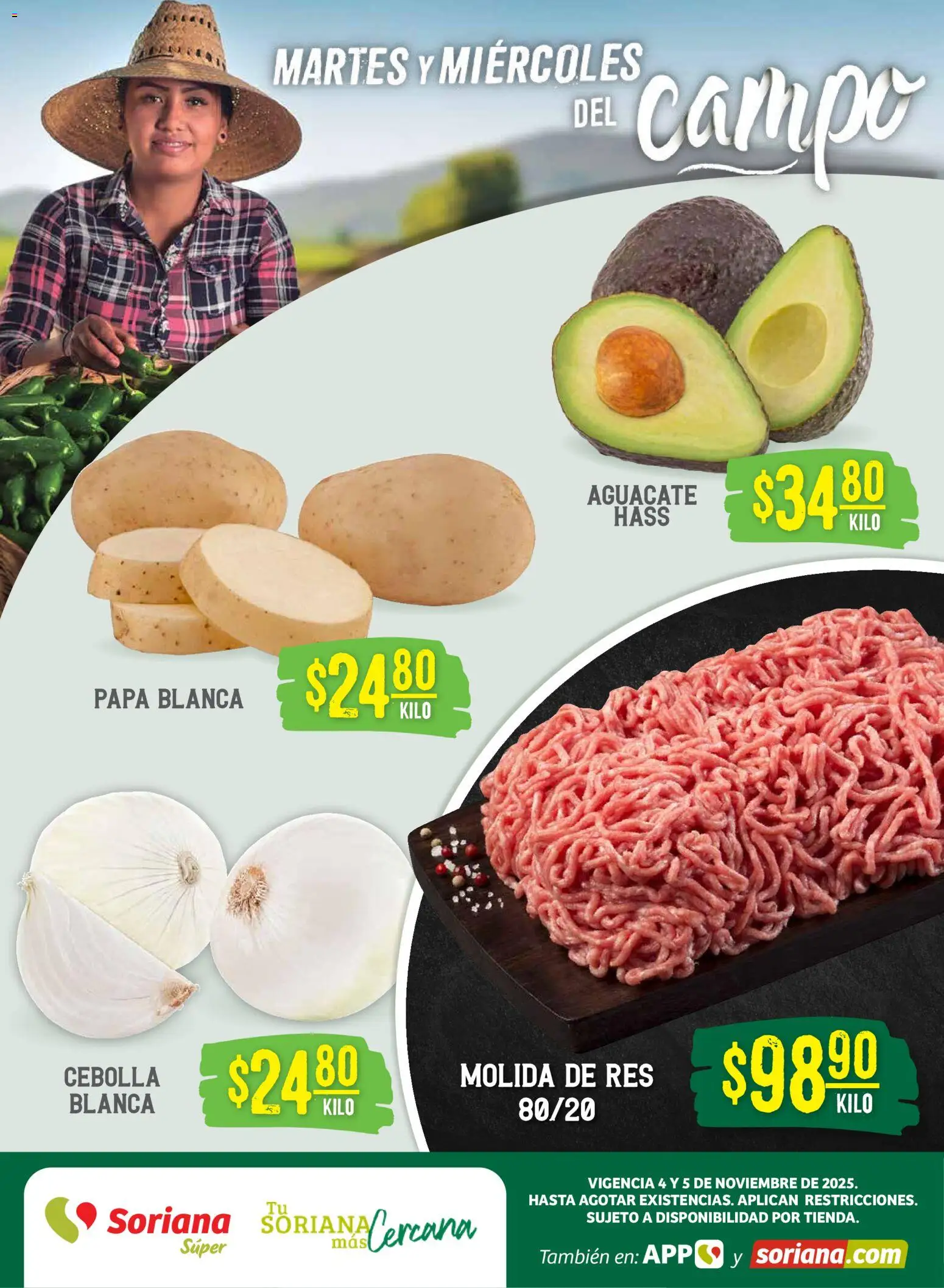 Soriana - Martes y Miércoles del Campo Súper: Ags, Nay, Jal, Qro, Col, Mich, Gto, Hgo, Tlax, Mor, Pue, Gro, Oax, Edo. de Mex, Vall - página 1- válido desde 04/11/2025