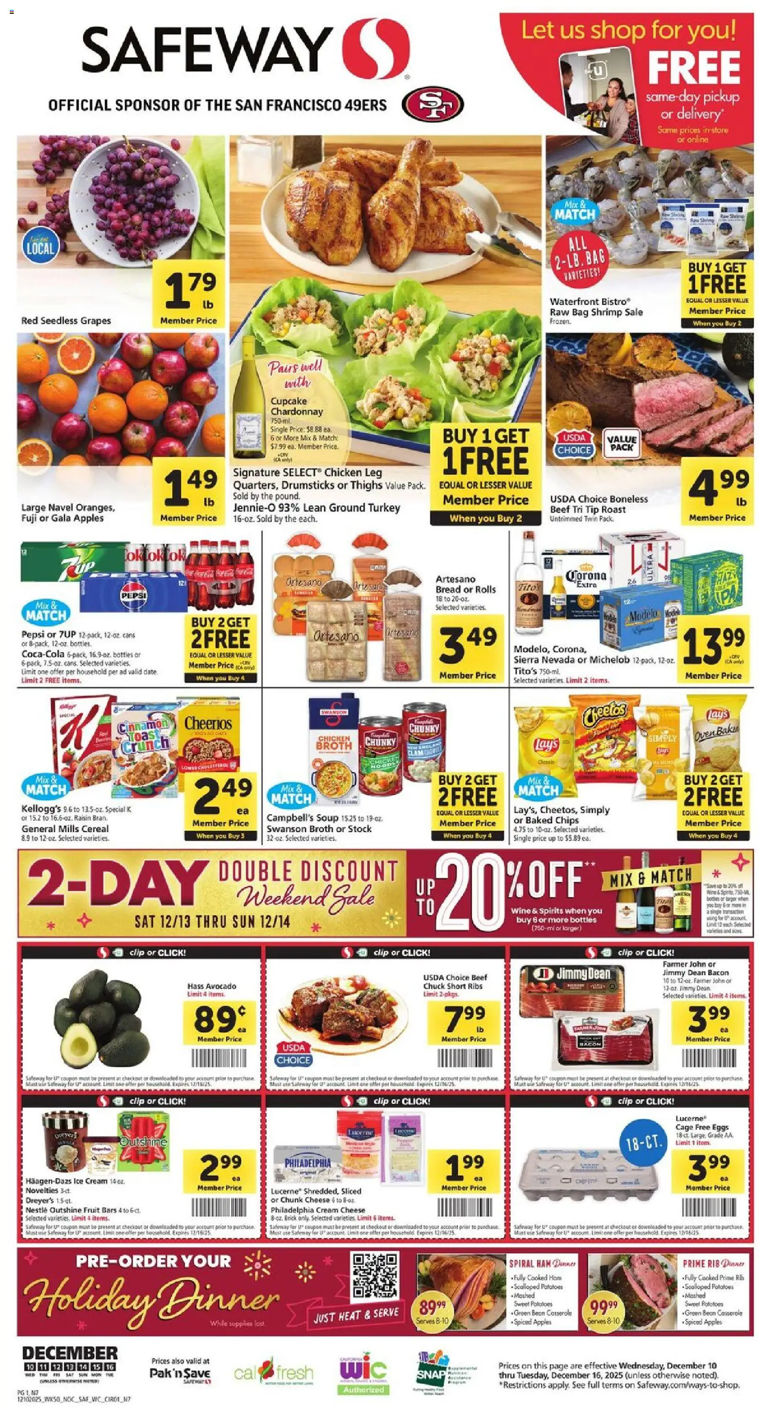 Safeway Weekly Ad - page 1- valid from 12/10/2025