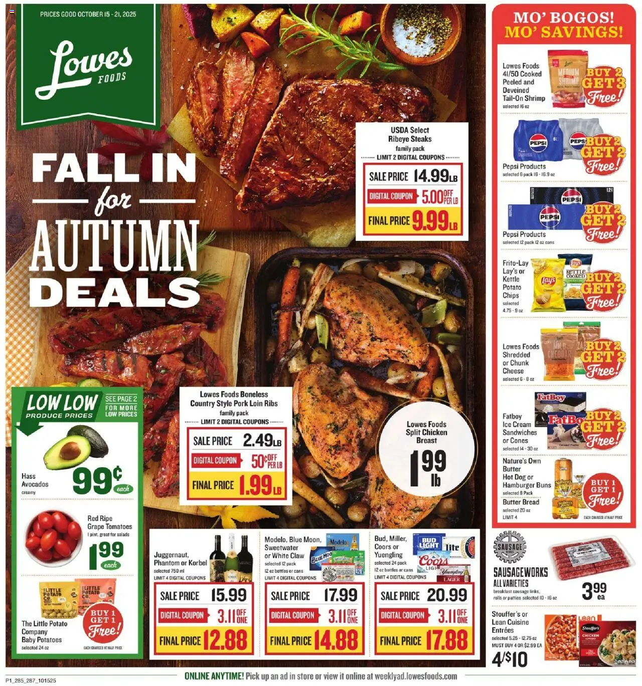 Lowes Foods Weekly Ad - page 1- valid from 10/15/2025