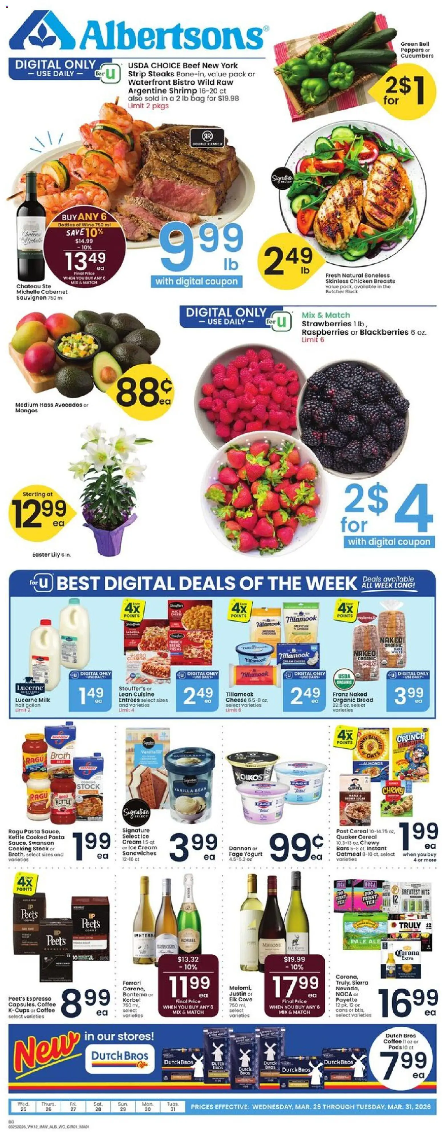 Albertsons Weekly Ad - page 1- valid from 03/25/2026
