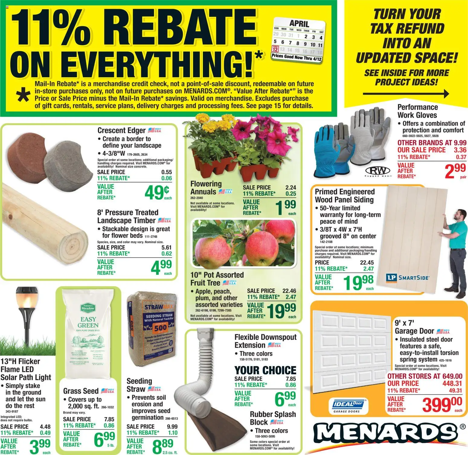 Menards Weekly Ad - page 1- valid from 04/01/2026