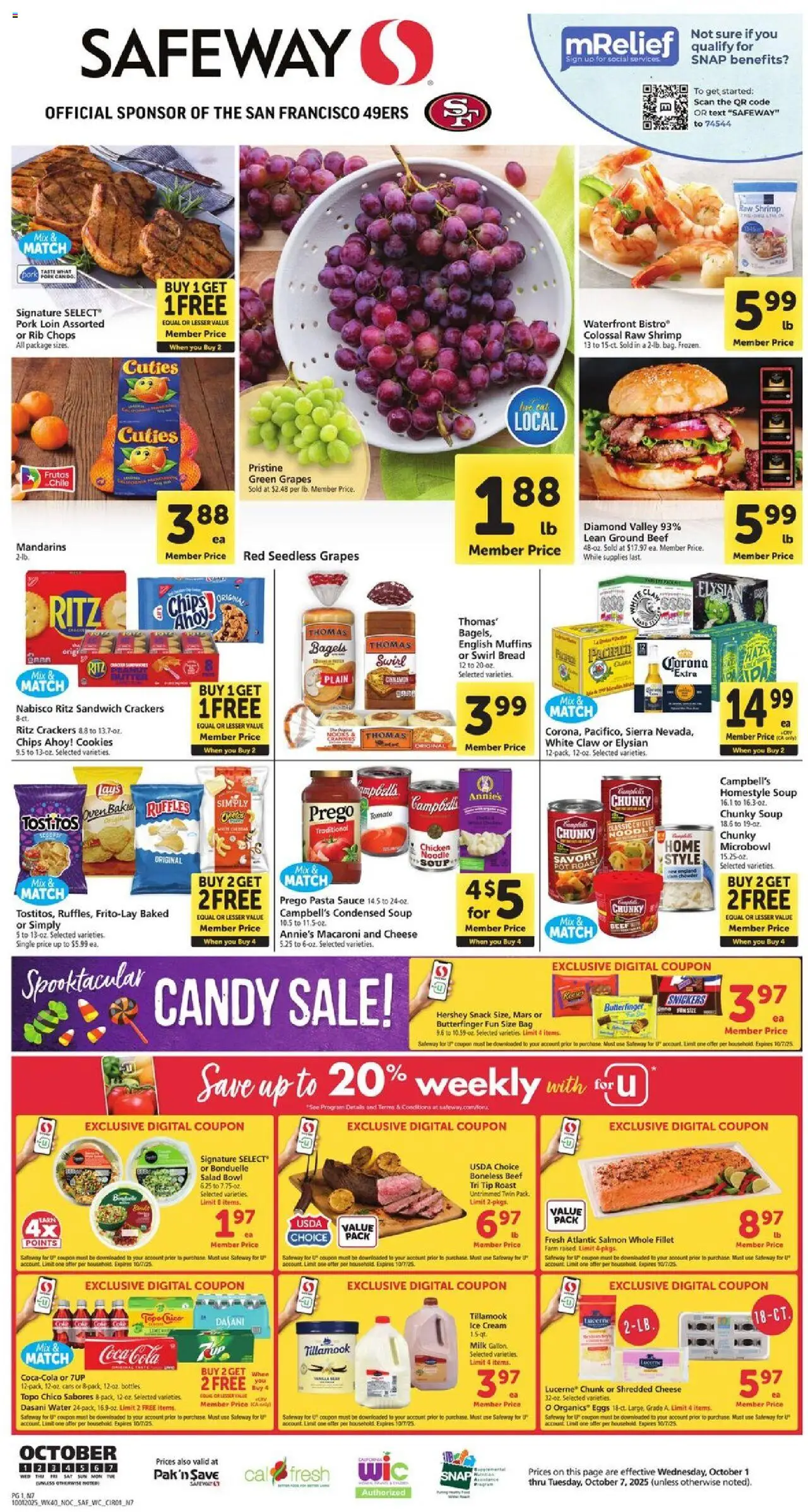 Safeway Weekly Ad - page 1- valid from 10/01/2025