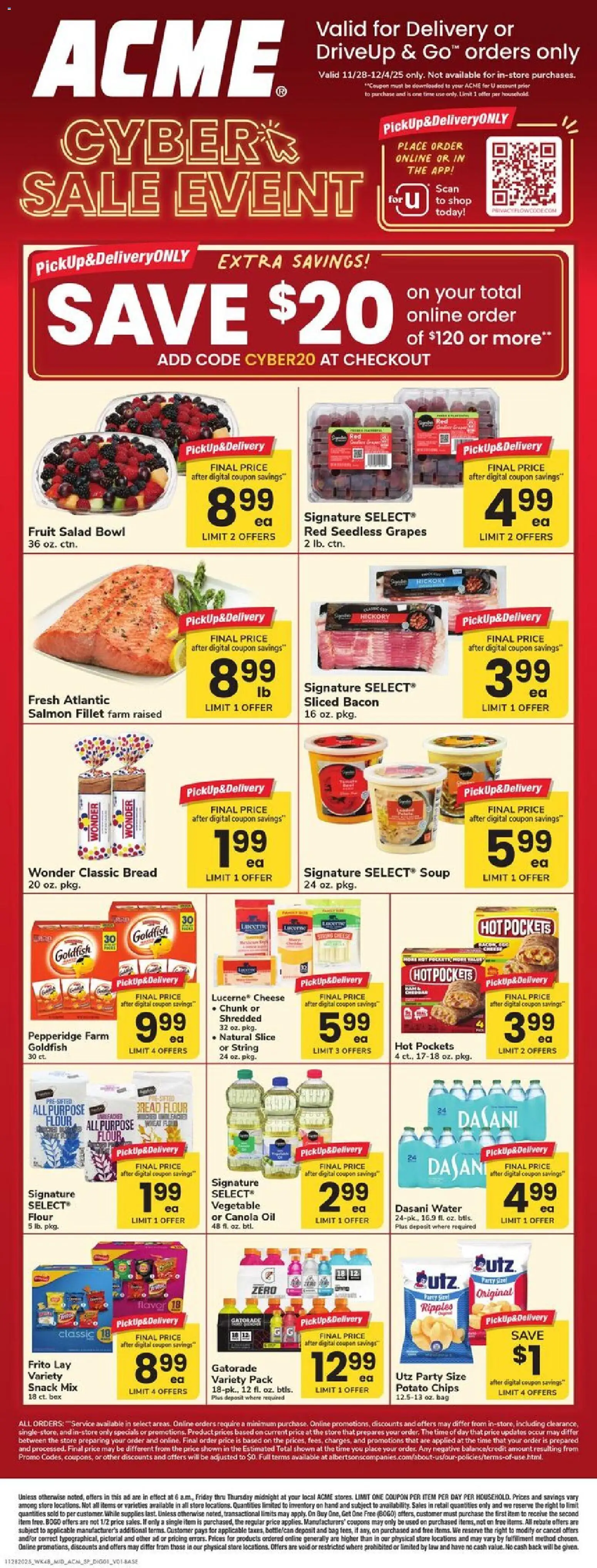 Acme Cyber Sale Event - page 1- valid from 11/28/2025