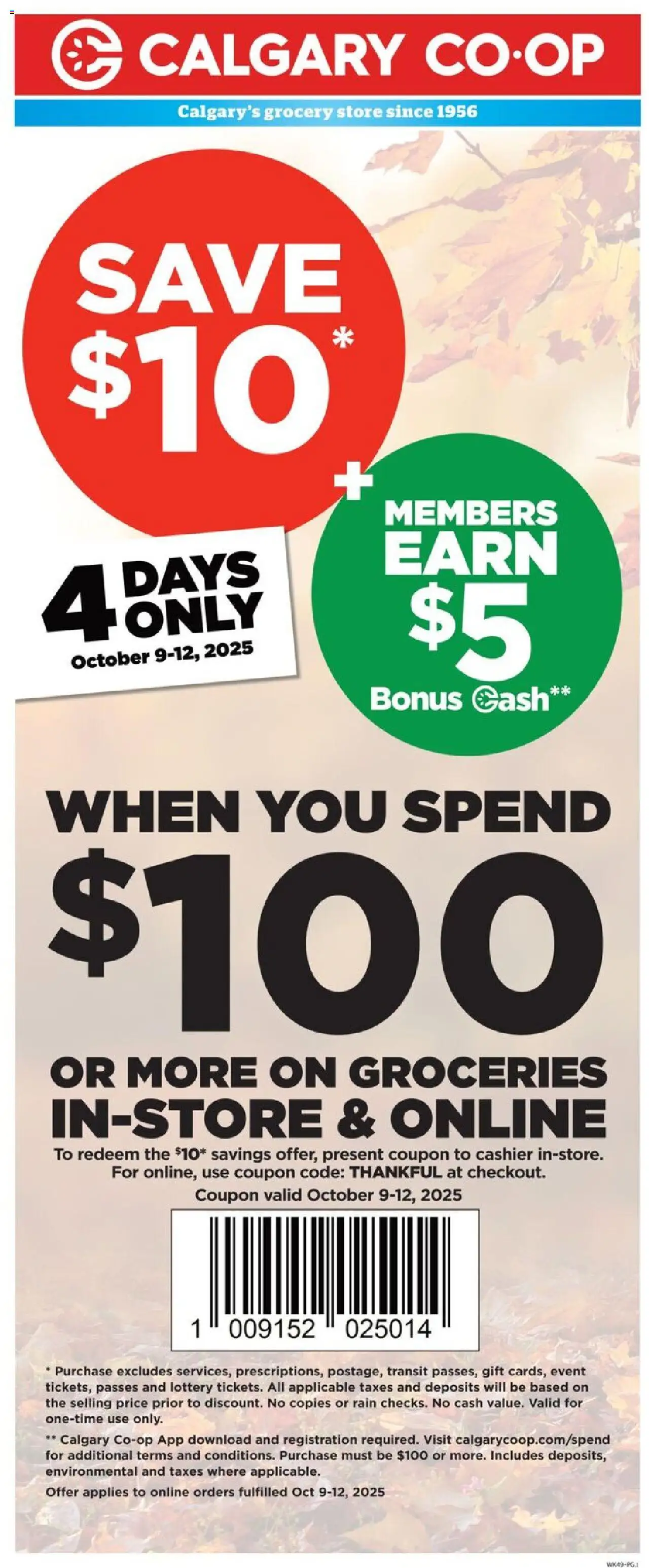 Calgary Co-op weekly flyer / circulaire - page 1- valid from Oct 9, 2025