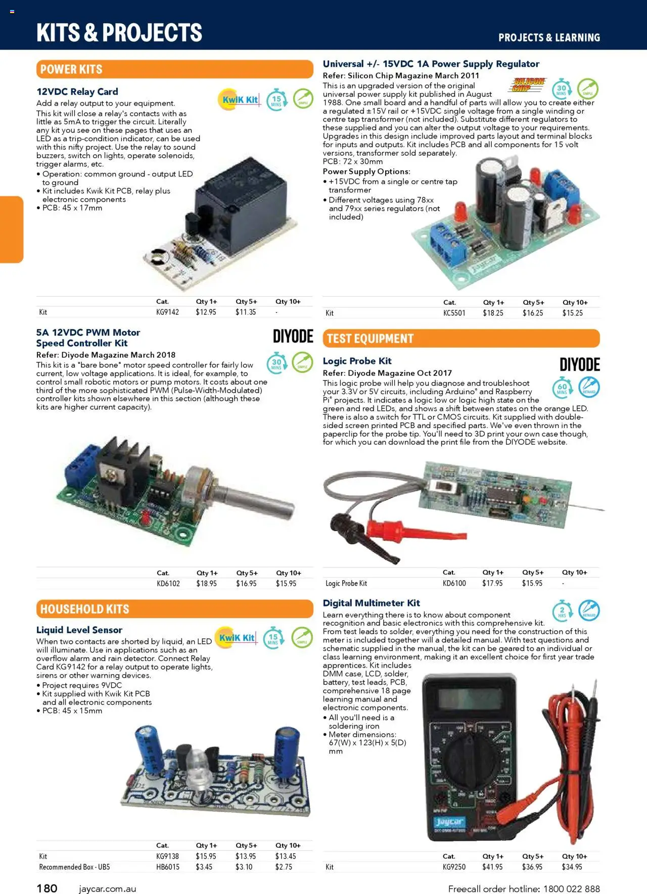 Jaycar Engineering & Scientific Catalogue 2025/2026  - page 180- valid from 09/07/2025