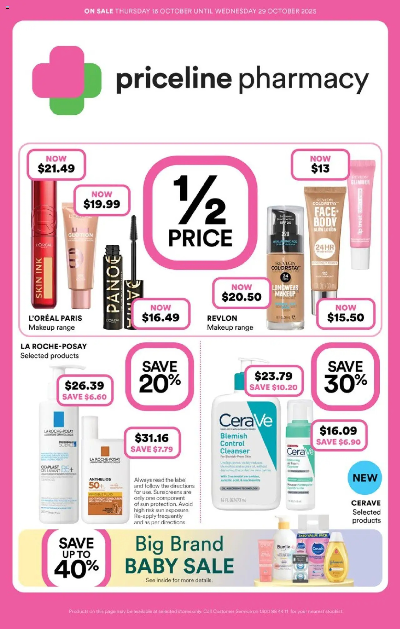 Priceline Pharmacy  Catalogue  - page 1- valid from 16/10/2025