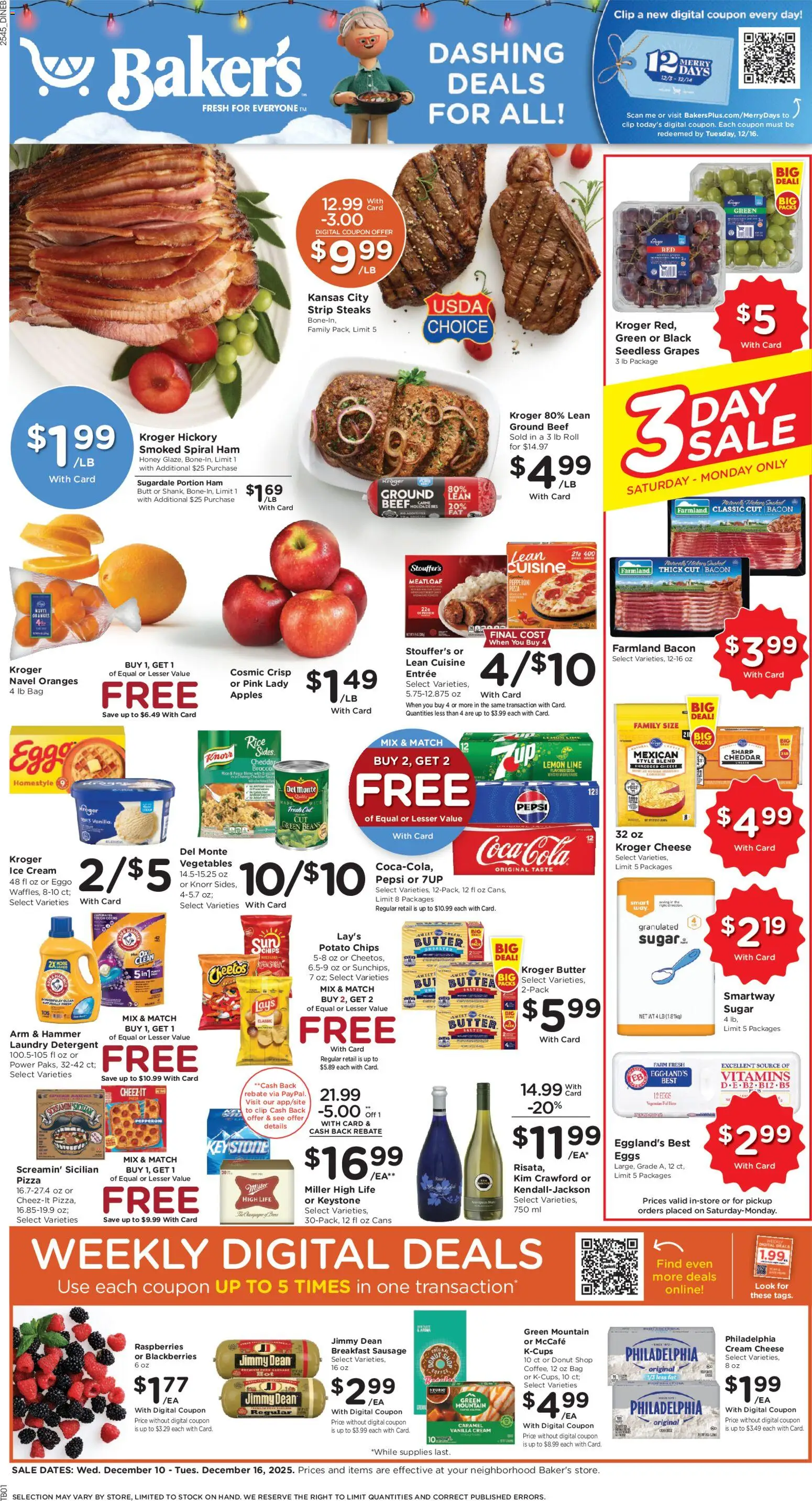 Baker's Weekly Ad - NE - page 1- valid from 12/10/2025