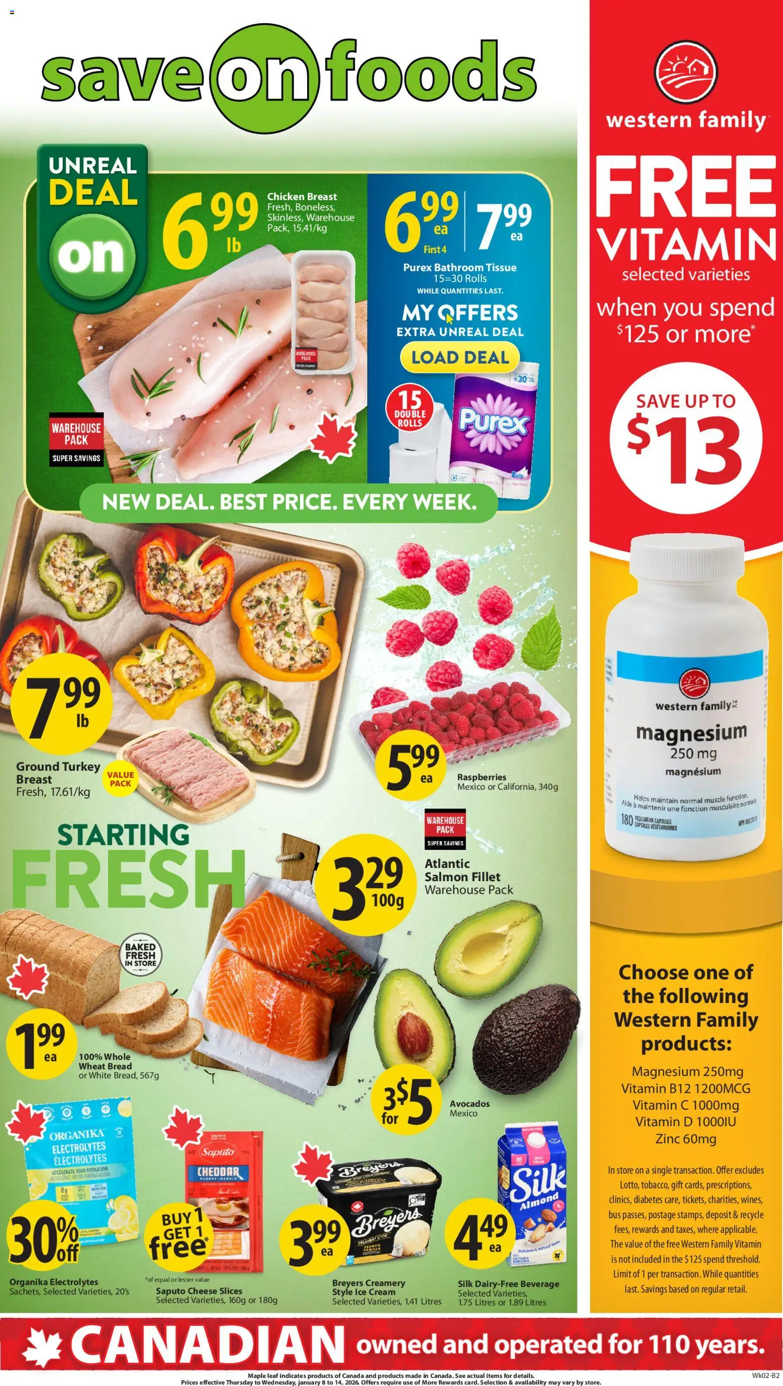 Save on foods weekly flyer / circulaire - page 1- valid from Jan 8, 2026