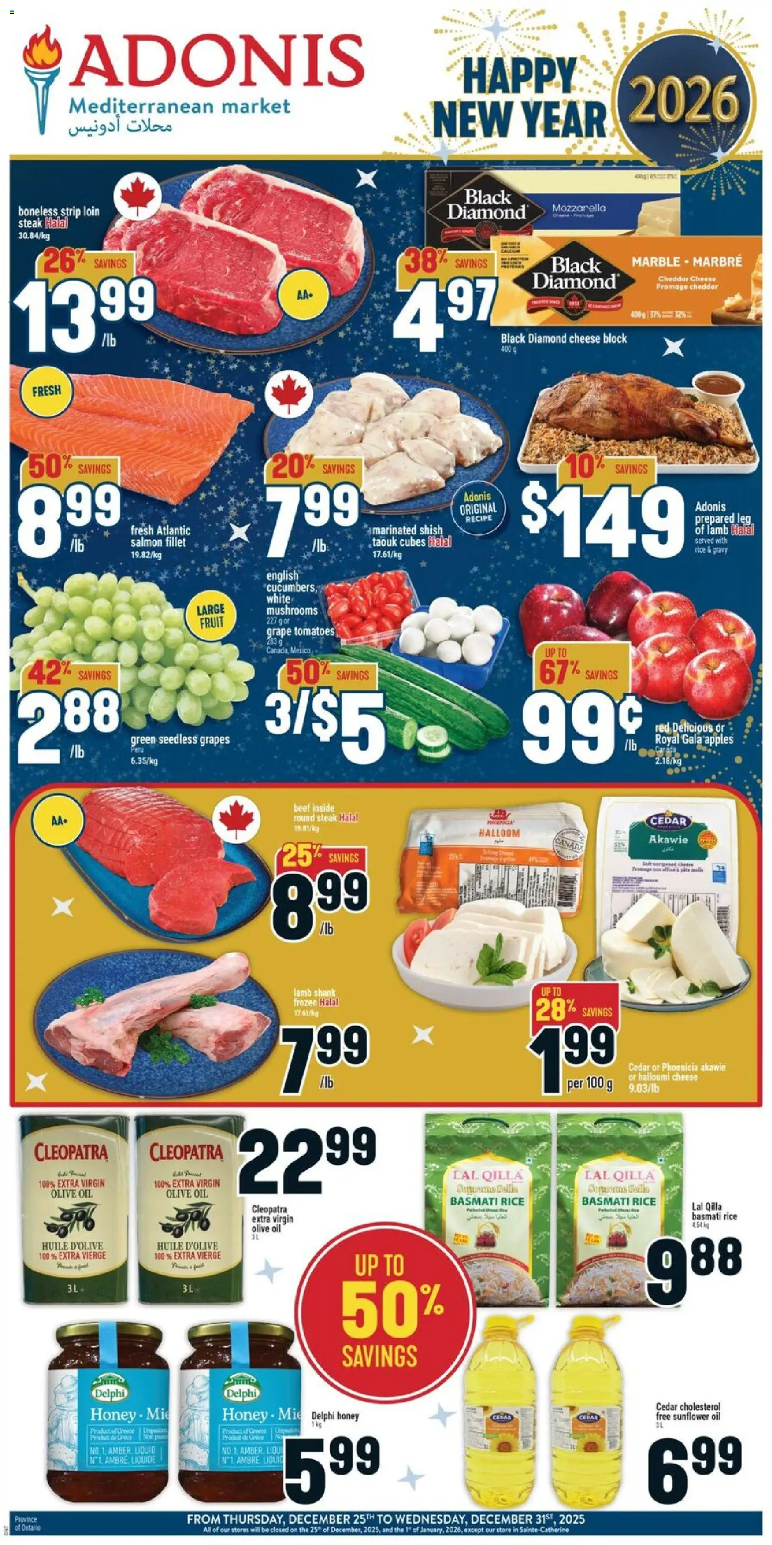 Adonis weekly flyer  - page 1- valid from Dec 25, 2025