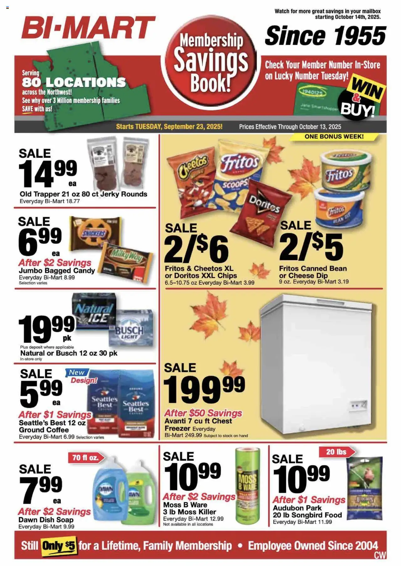 Bi-Mart Membership Savings Book - page 1- valid from 09/23/2025