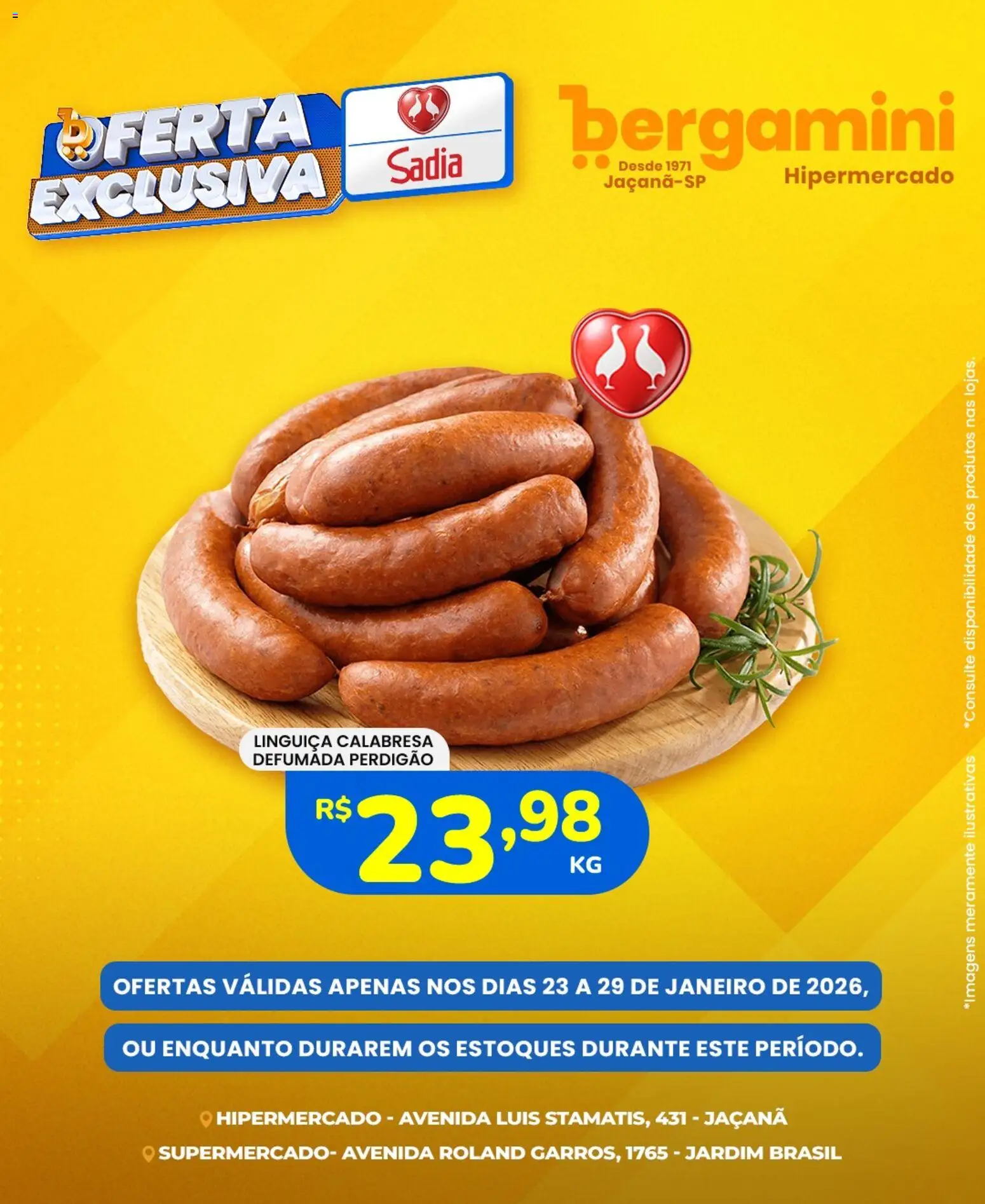 Supermercado Bergamini - Ofertas Sadia e Perdigão - página 1- válido a partir de 23/01/2026
