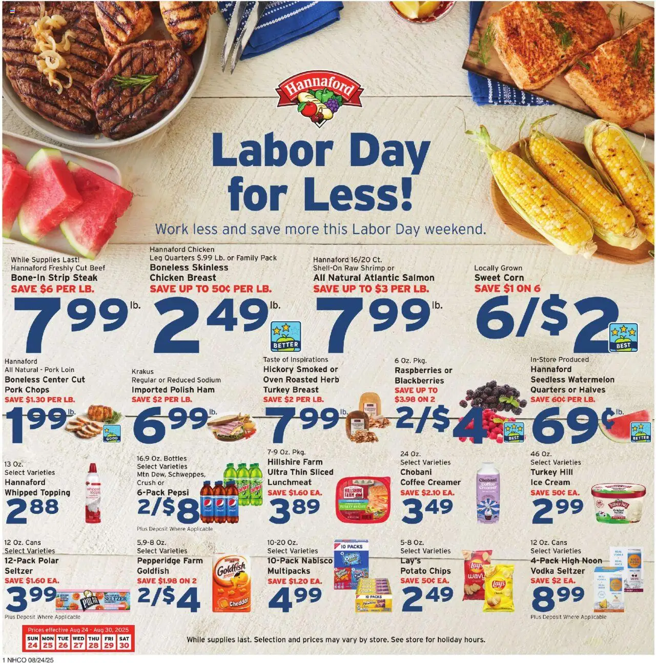 Hannaford Weekly Ad - page 1- valid from 08/24/2025