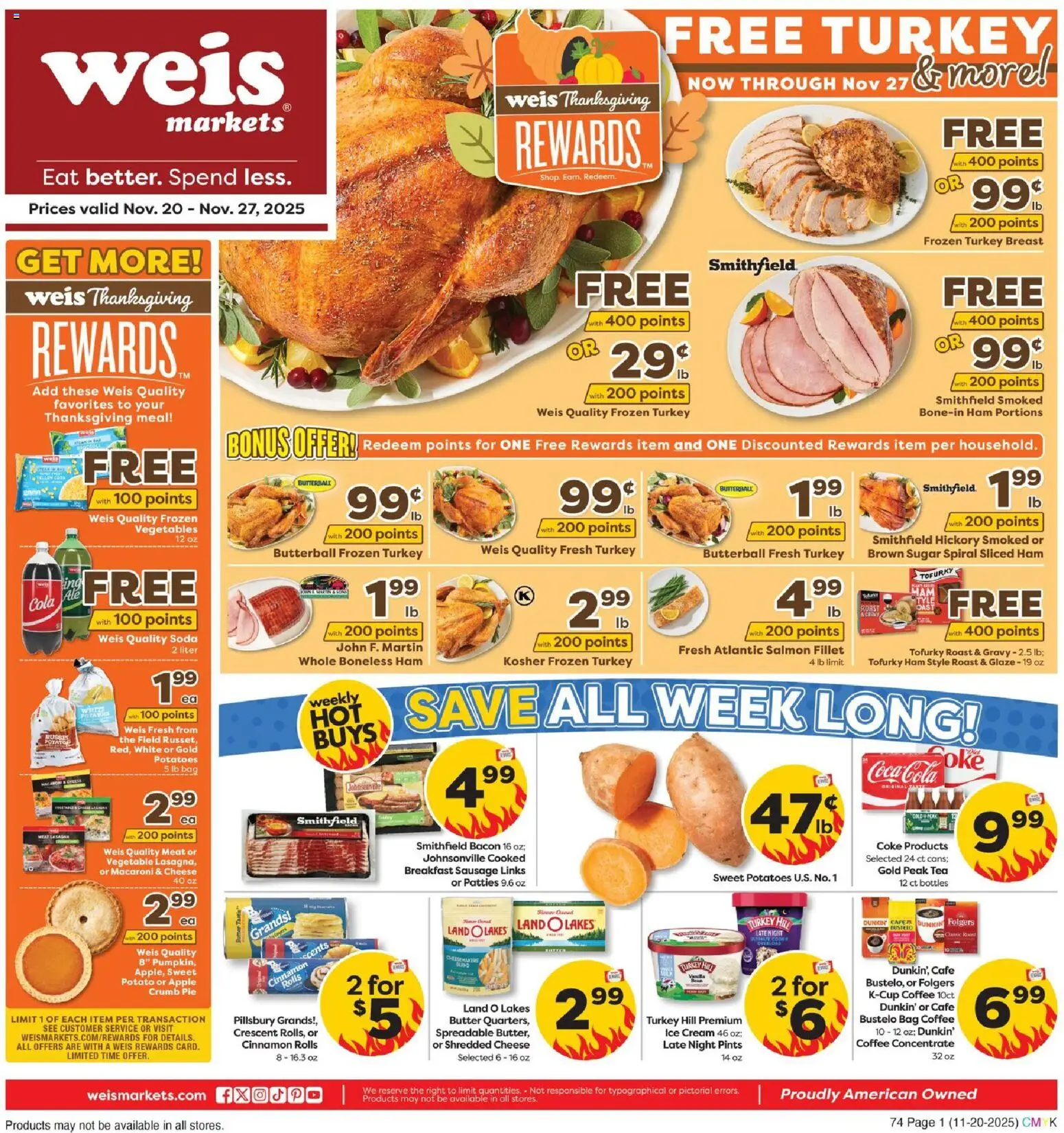 Weis Weekly Circular - DE - page 1- valid from 11/20/2025