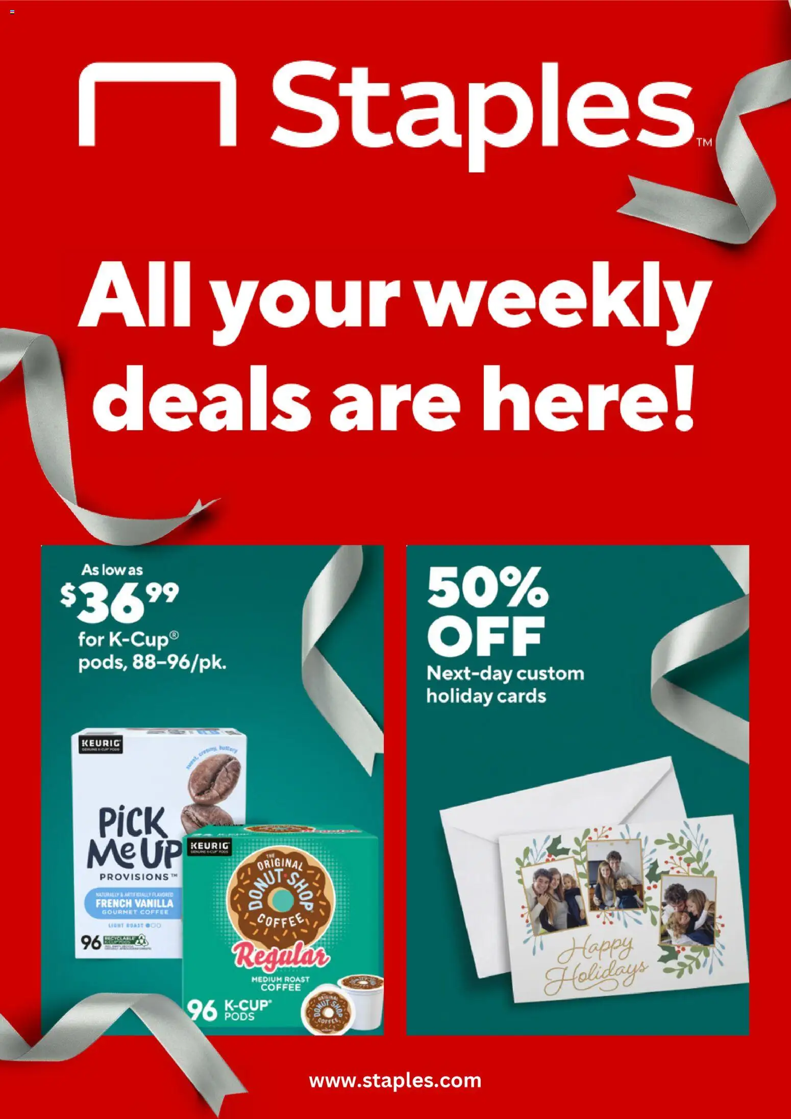 Staples Weekly Ad - page 1- valid from 12/07/2025