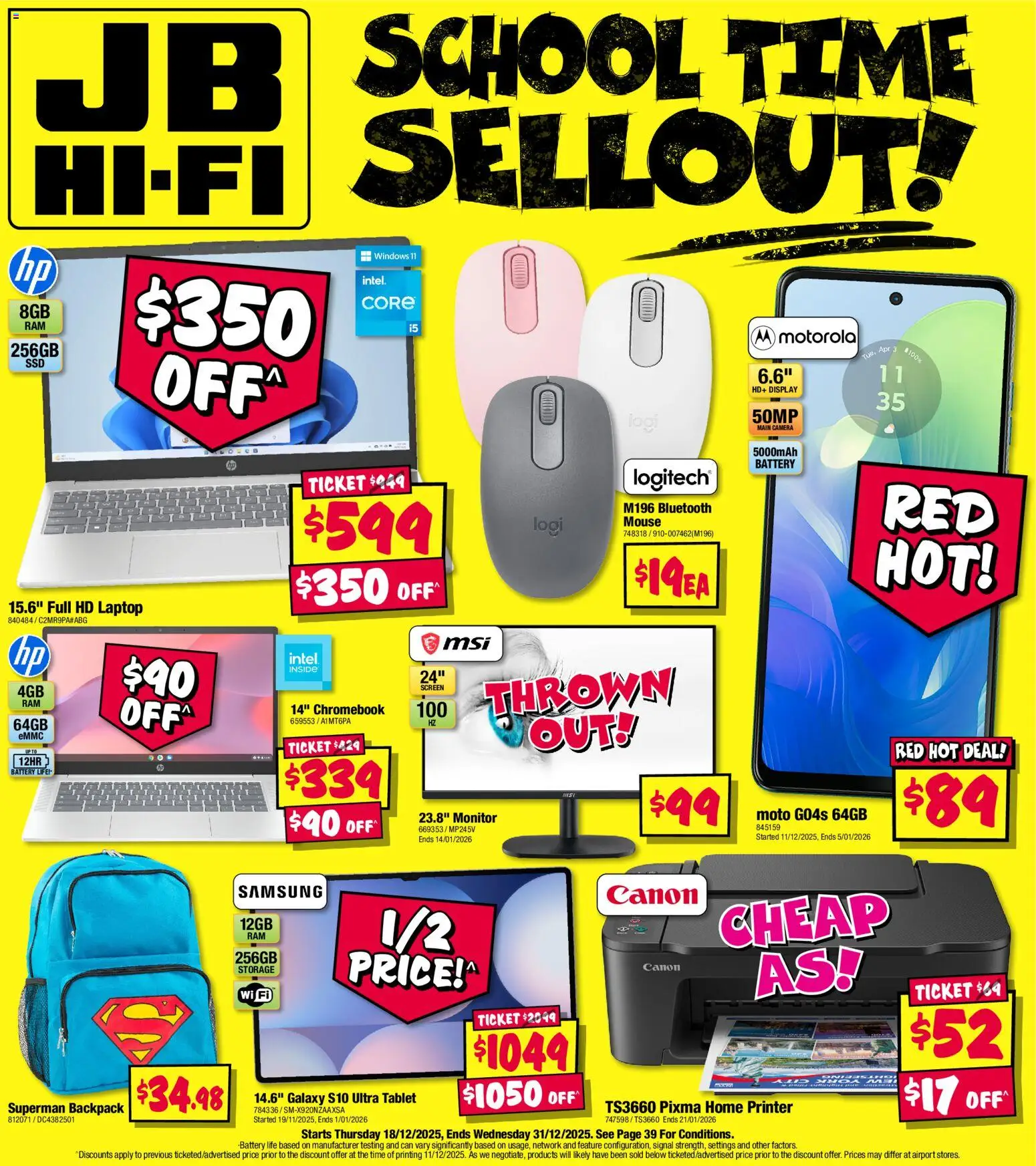 JB Hi-Fi - School Time Sellout - page 1- valid from 18/12/2025