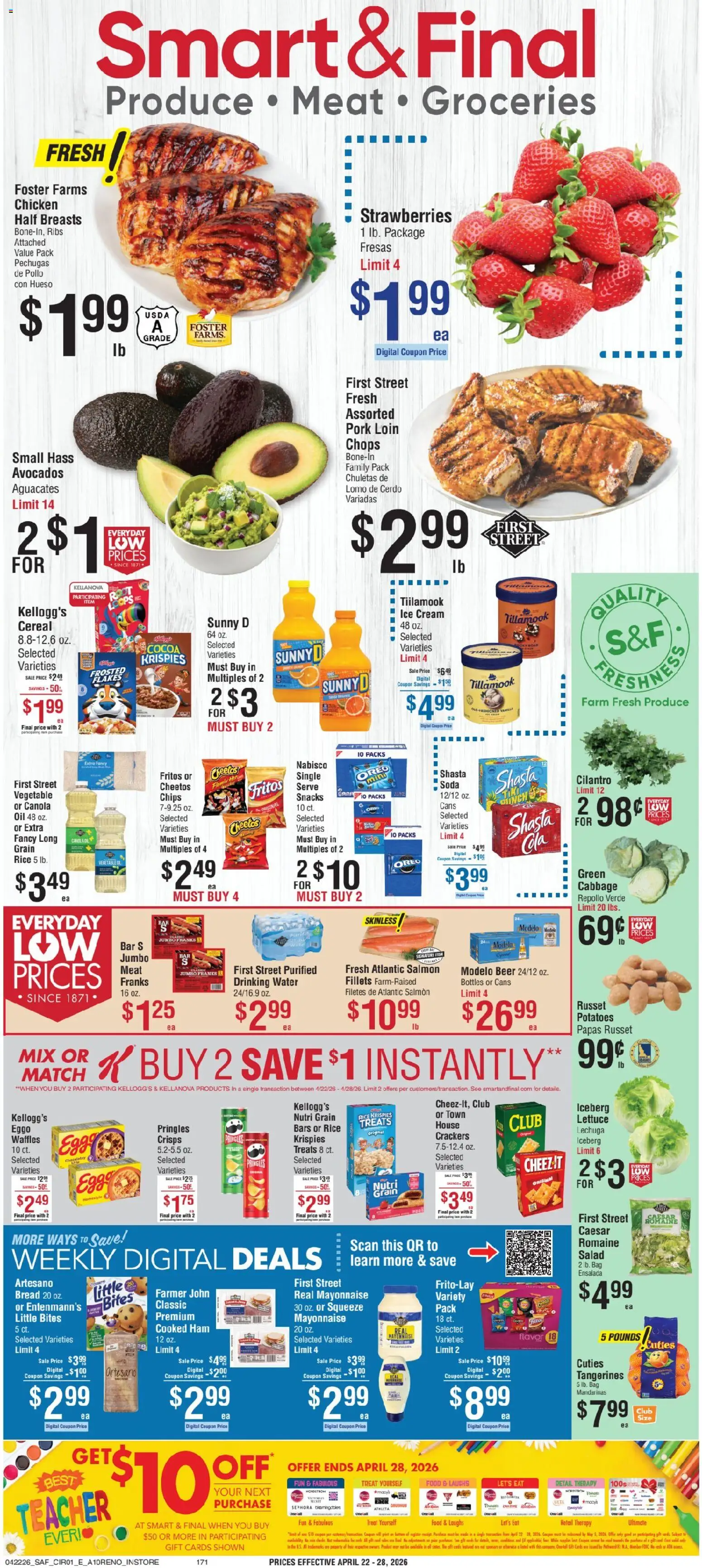Smart & Final Weekly Ad - page 1- valid from 04/22/2026