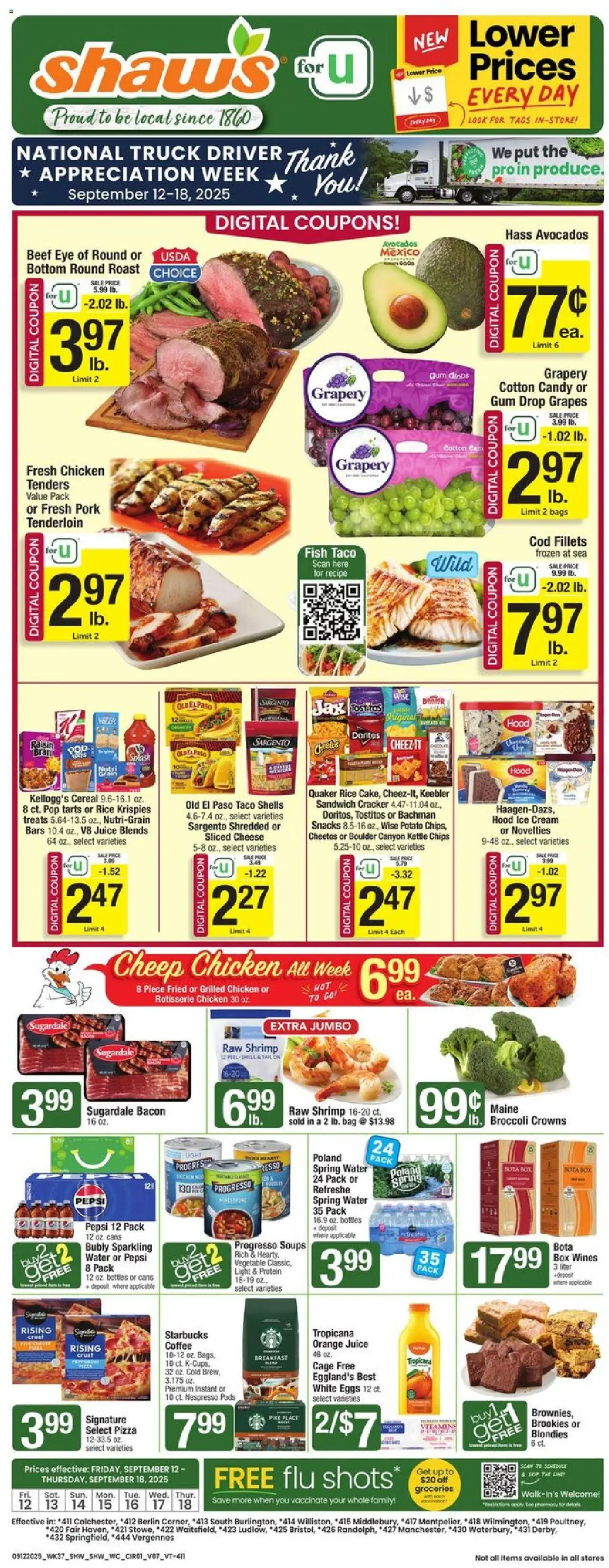 Shaw's Weekly Ad - VT - page 1- valid from 09/12/2025