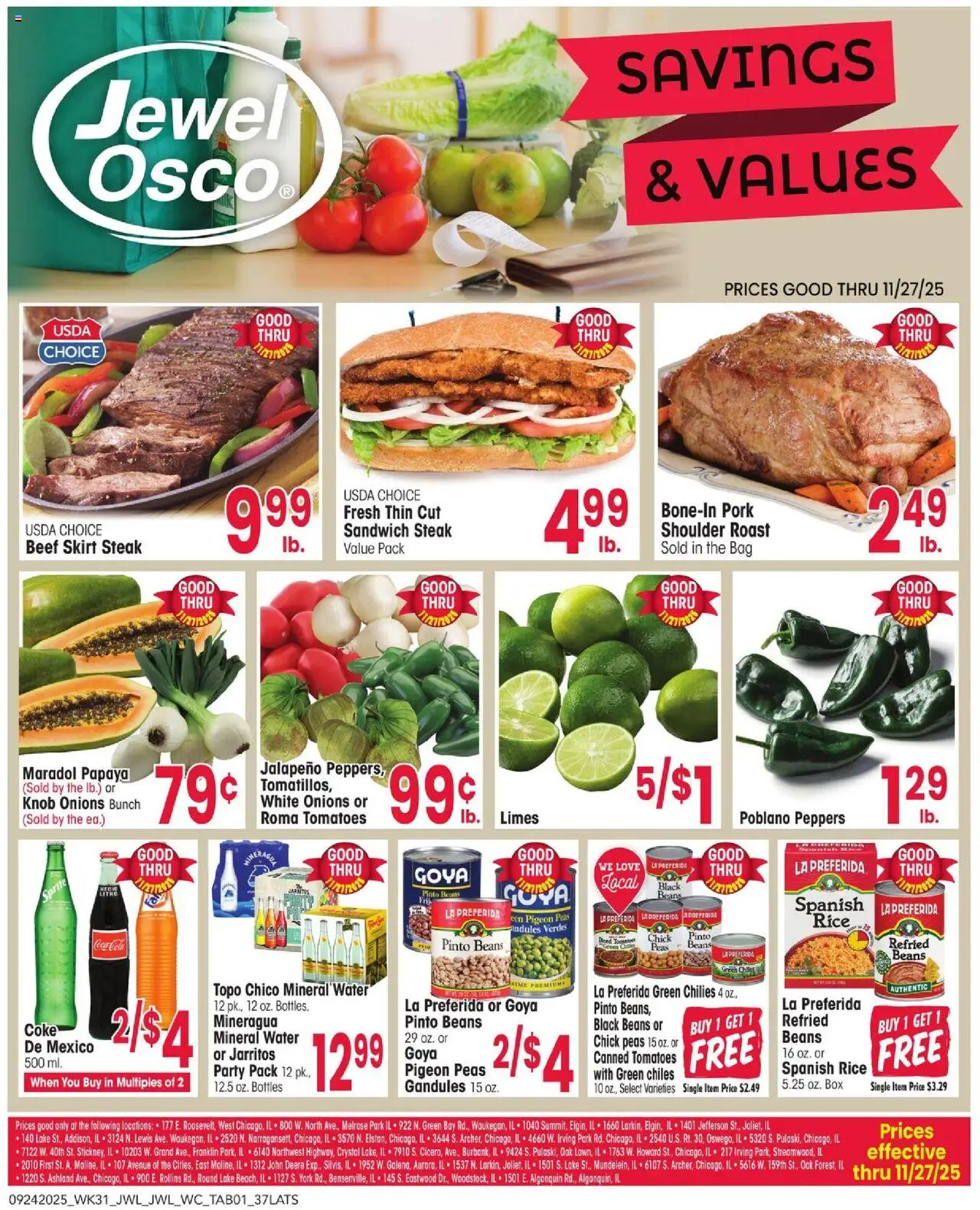 Jewel Osco Savings & Values - page 1- valid from 09/24/2025