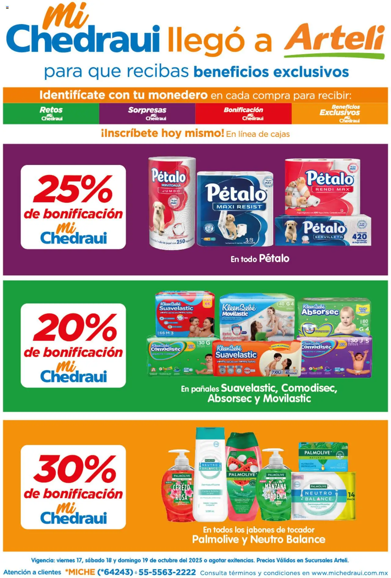 Arteli folleto MiChedraui - página 1- válido desde 17/10/2025