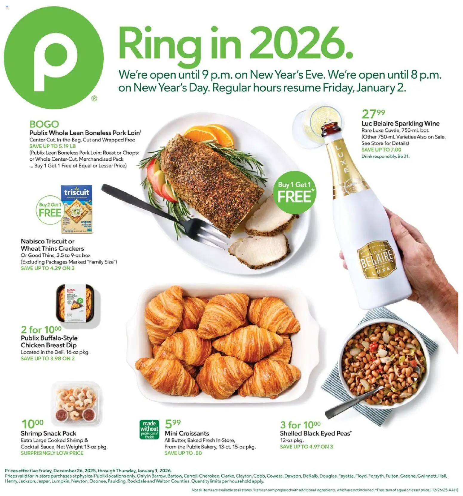 Publix Weekly Ad - page 1- valid from 12/26/2025