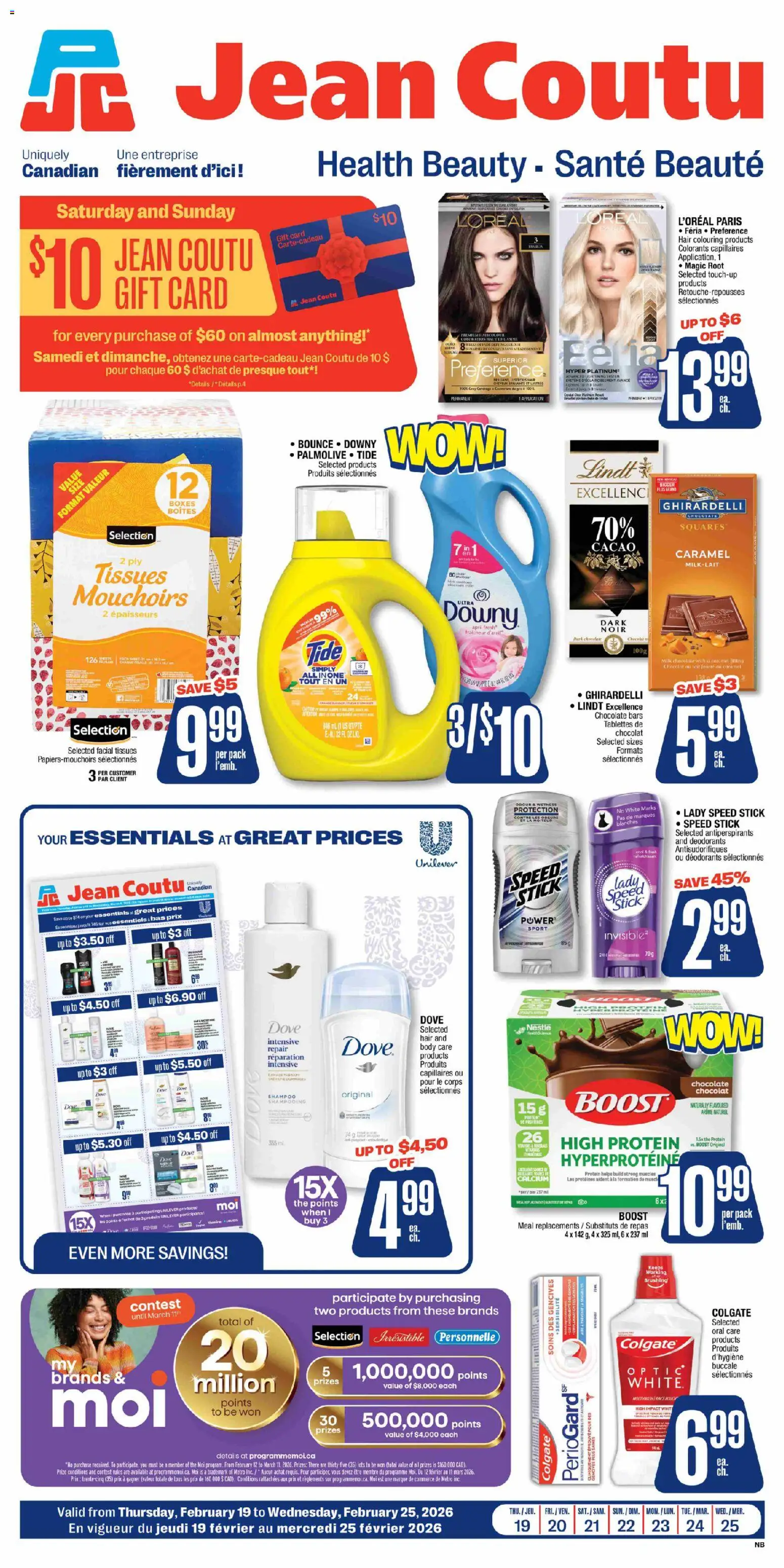 Jean Coutu weekly flyer - page 1- valid from Feb 19, 2026