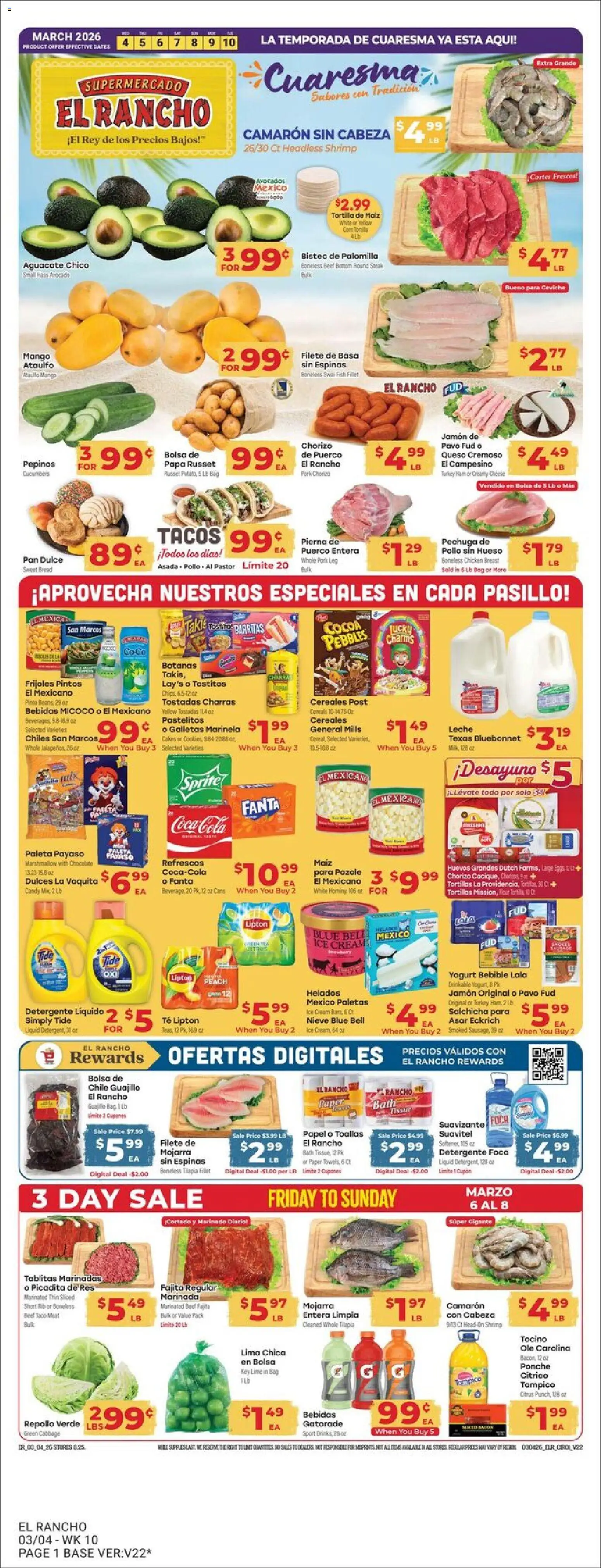 El Rancho Weekly Ad - page 1- valid from 03/04/2026