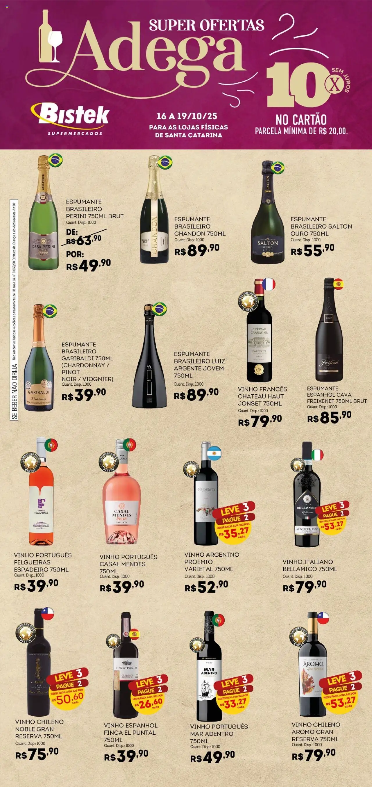 Bistek Supermercados - Ofertas Adega - página 1- válido a partir de 16/10/2025
