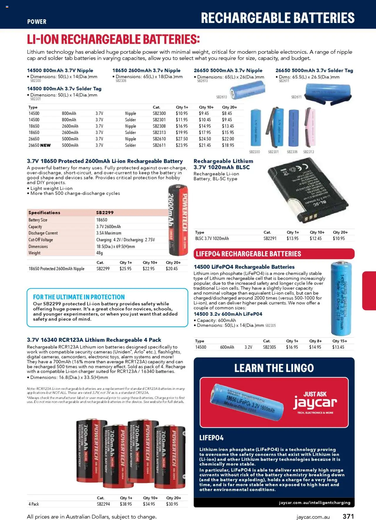 Jaycar Engineering & Scientific Catalogue 2025/2026  - page 371- valid from 09/07/2025
