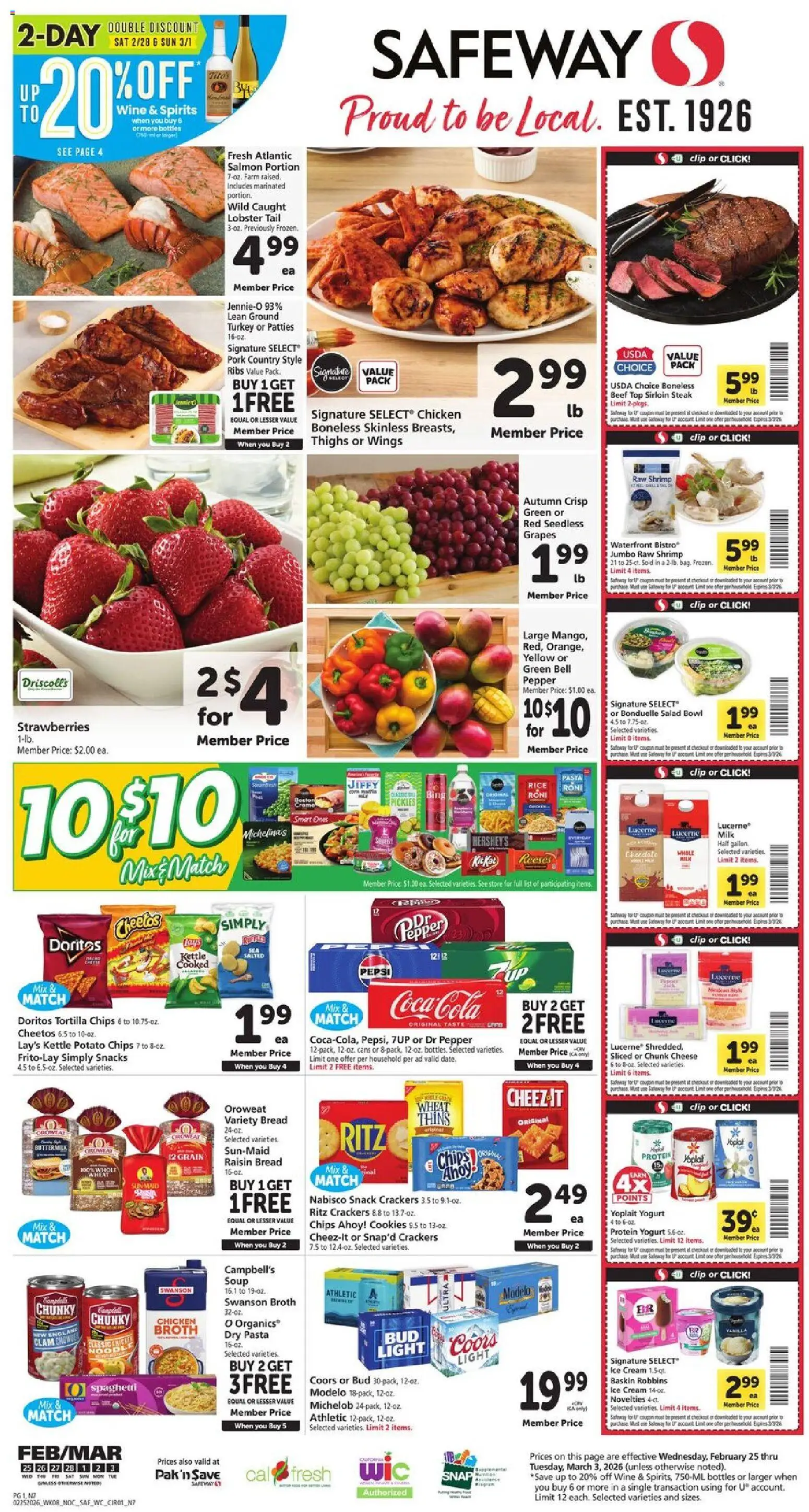 Safeway Weekly Ad - page 1- valid from 02/25/2026