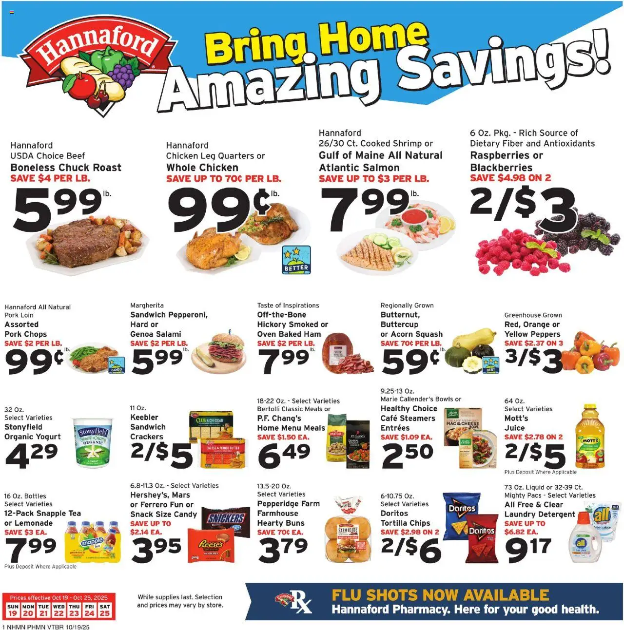 Hannaford Weekly Ad - page 1- valid from 10/19/2025