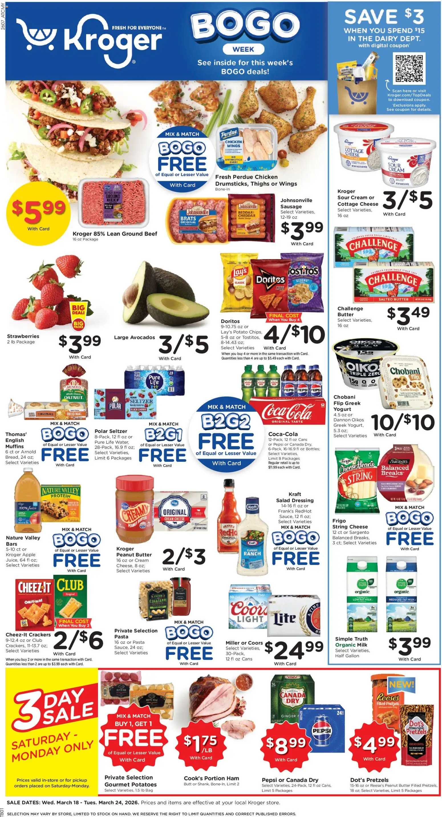 Kroger Weekly Ad - page 1- valid from 03/18/2026